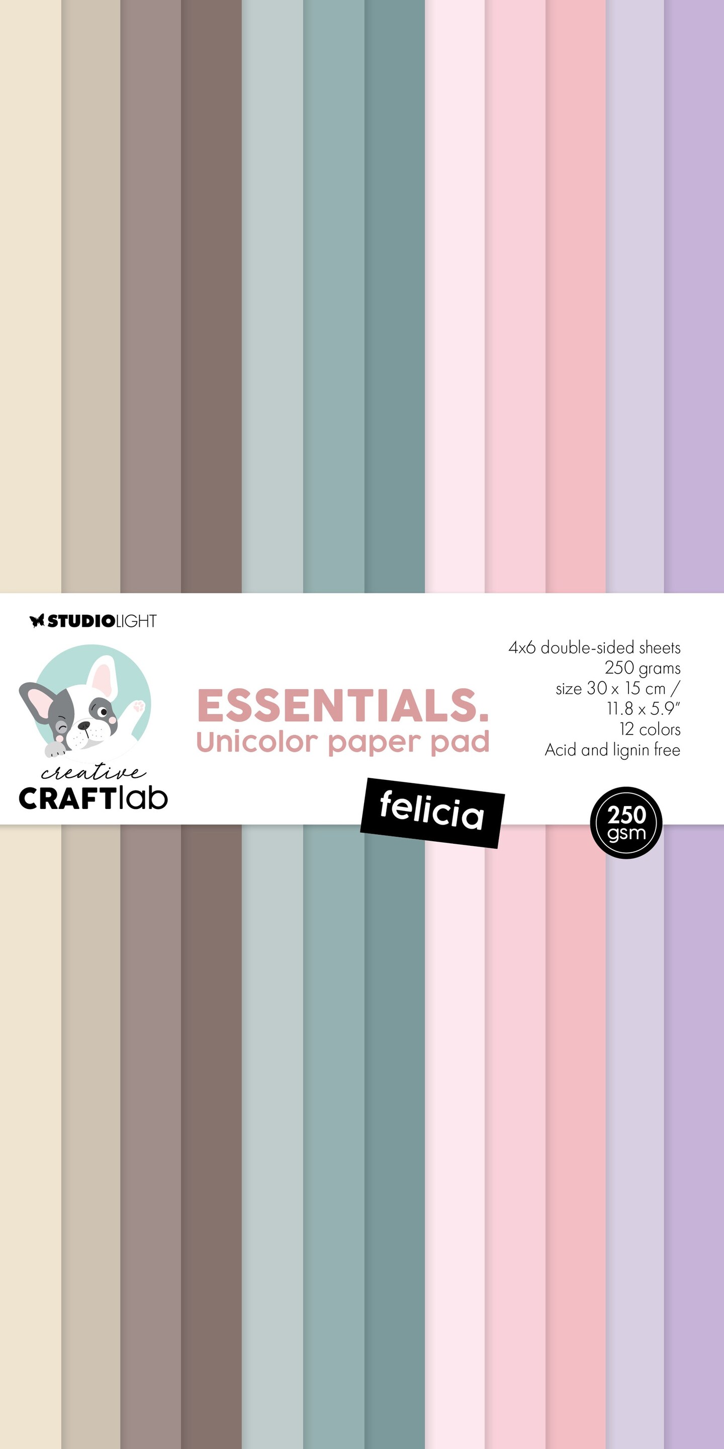 Studio Light Essentials Unicolor Paper Pad 11.81"X5.9"-Nr. 260, Felicia ...