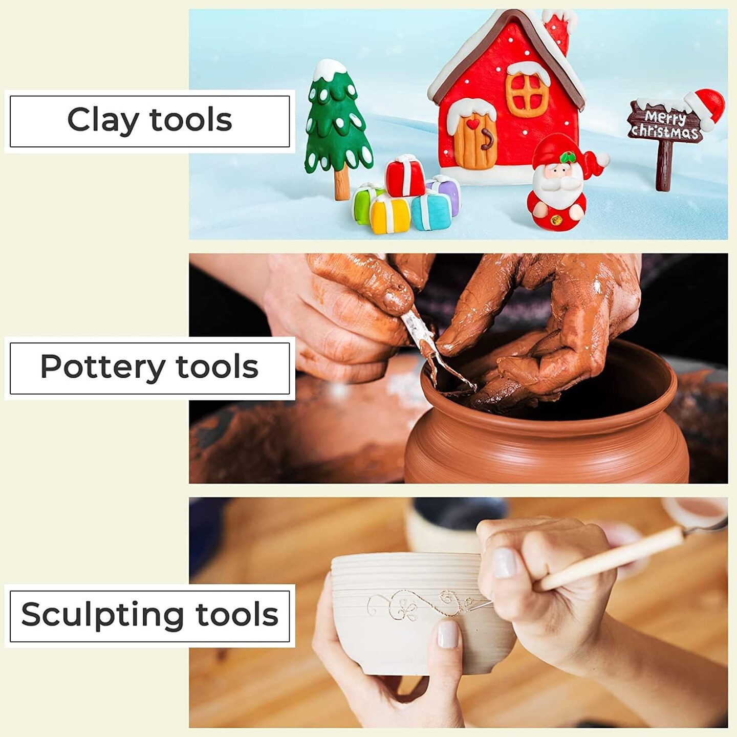 6 Pack Clay Tools Kit, Pottery Tools &#x26; Sculpting Tools