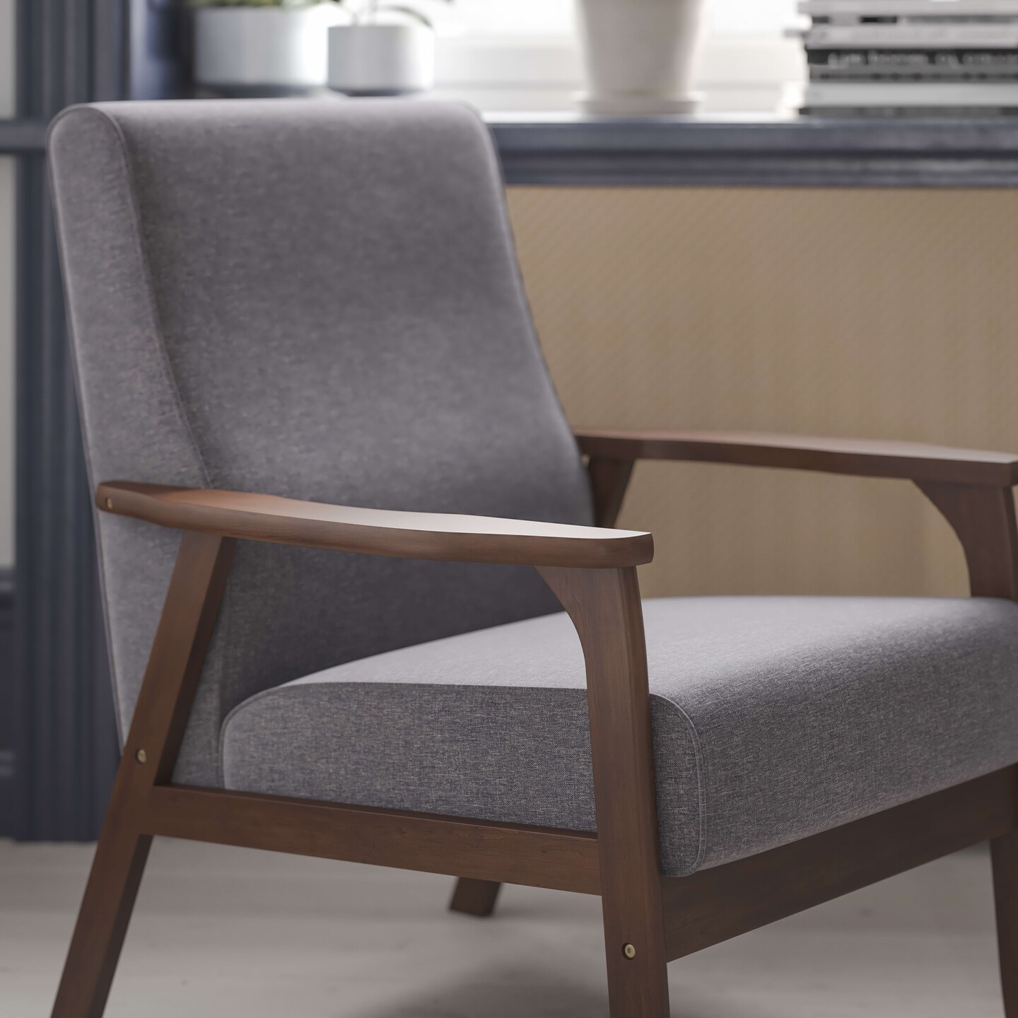 Emma and Oliver Langmore Upholstered Mid-Century Modern Arm Chair with Wood Frame