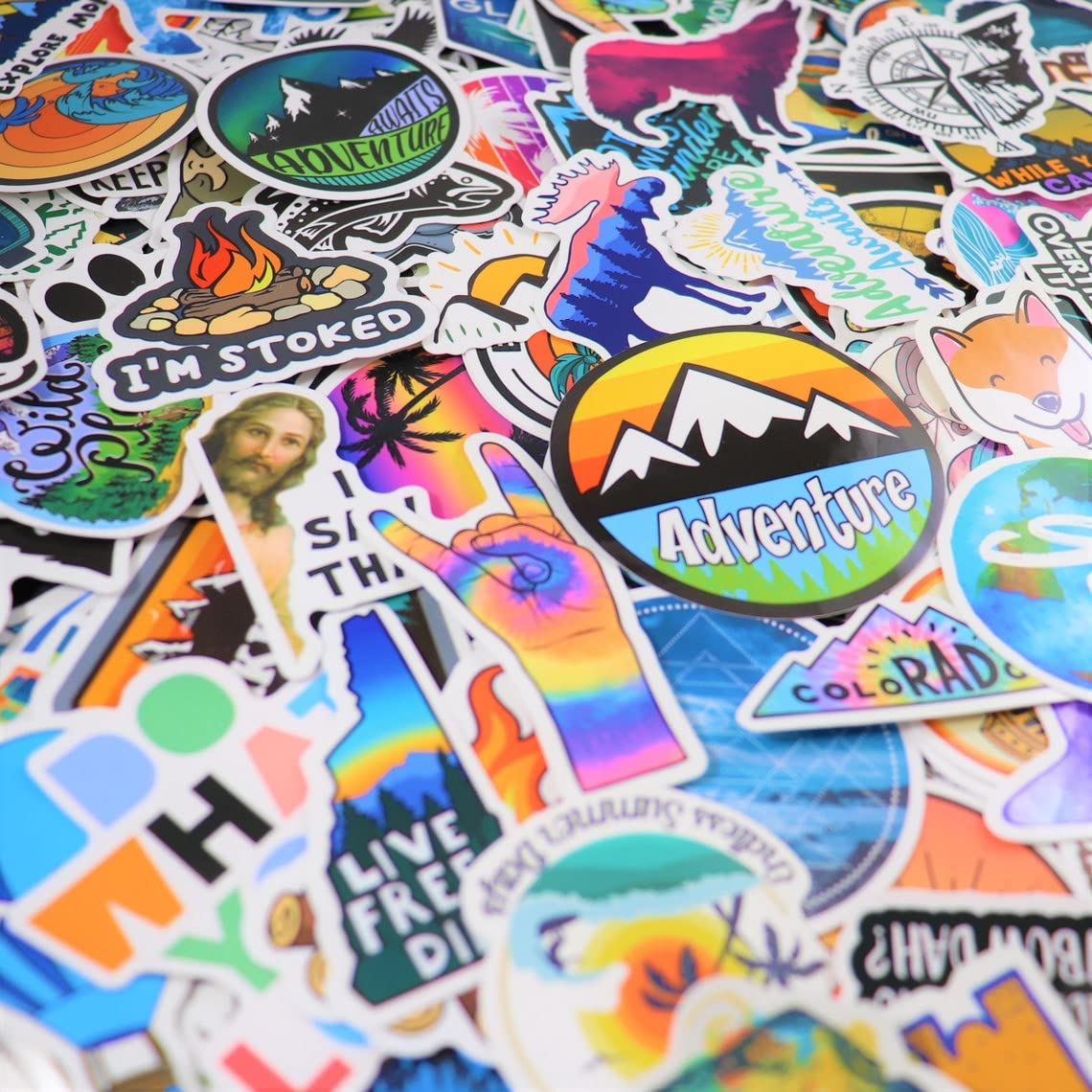 200PCS Camping Stickers - Water Bottles, Outdoor Adventure, Vinyl Waterproof Stickers Packs for Laptop, Travel &#x26; Hiking, Bike, Bumper, Suitcase, Luggage, Car, Wilderness, Nature