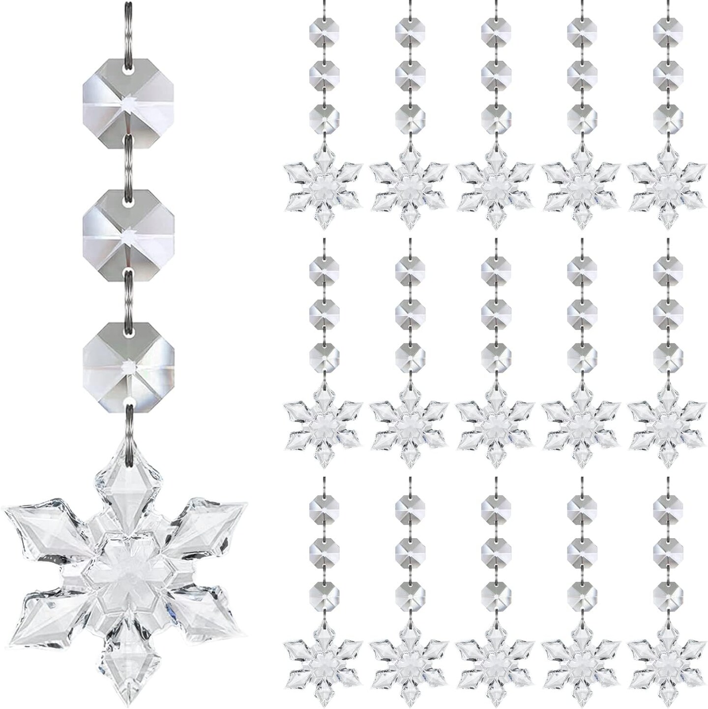 30 Pack Snowflake Crystal Christmas Ornaments - Snowflake
