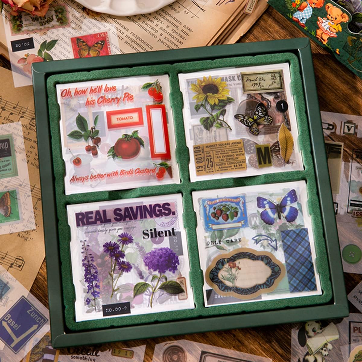 640Pcs Vintage Nature Scrapbook Stickers Poetry of Fabrics (Colorful) 7.48 x 0.79 x 7.47 inches