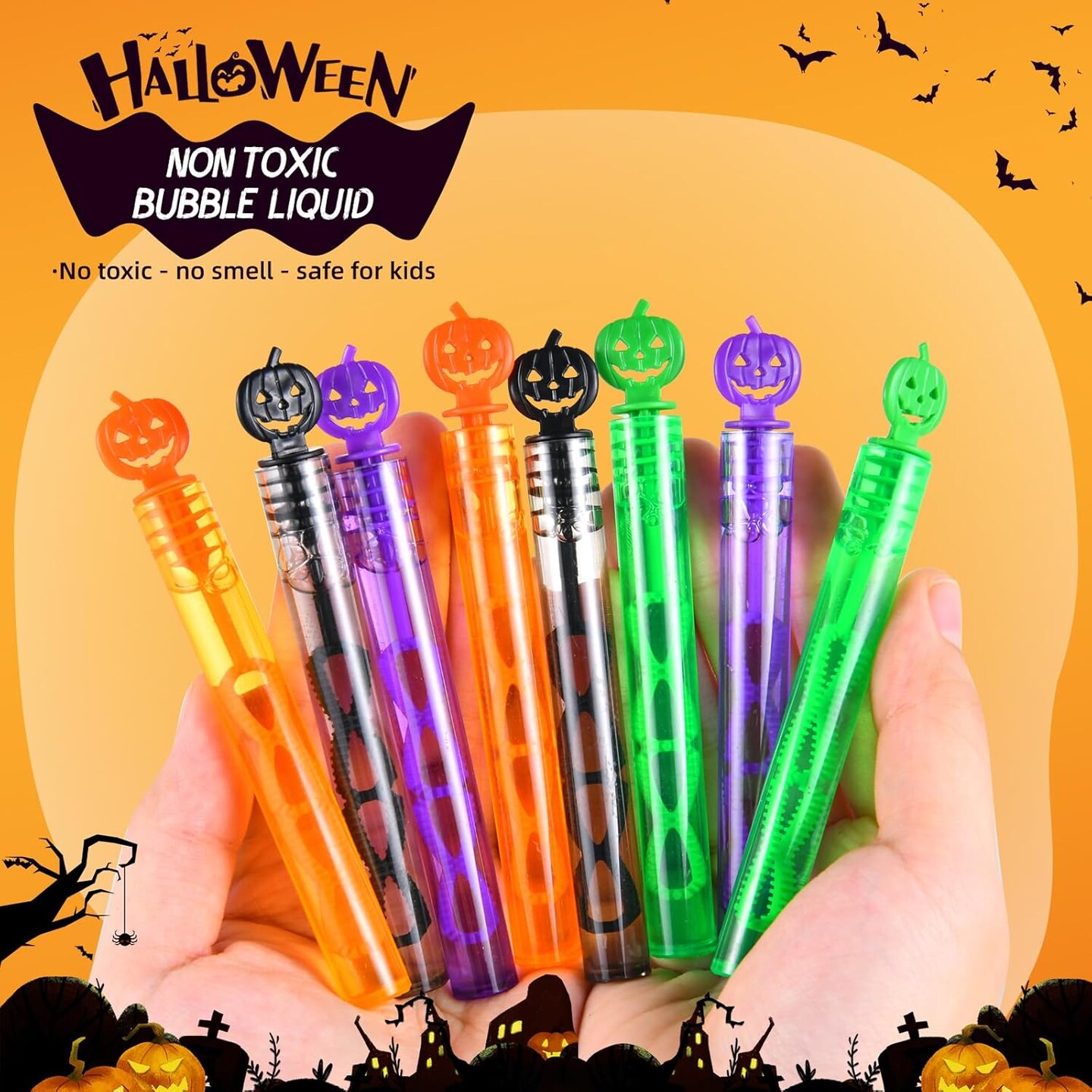 60 Pack Halloween Bubble Wands - Mini Bubble Toys