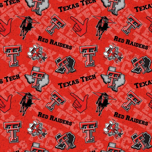 Licensed NCAA Texas Tech Tone on Tone TTU-1178 Cotton Fabric by the Yard