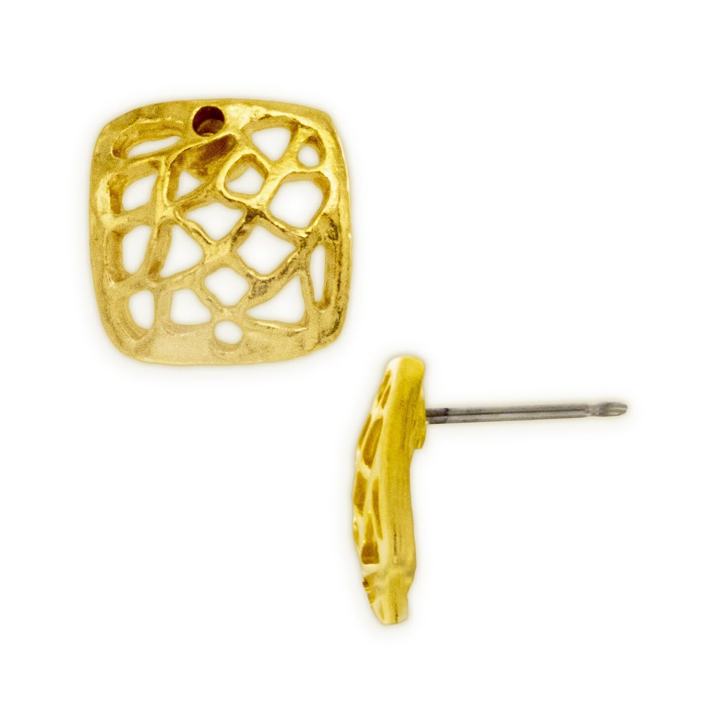 JewelrySupply Filagree 12mm Square Post Earring Satin Gold (Package of 2)