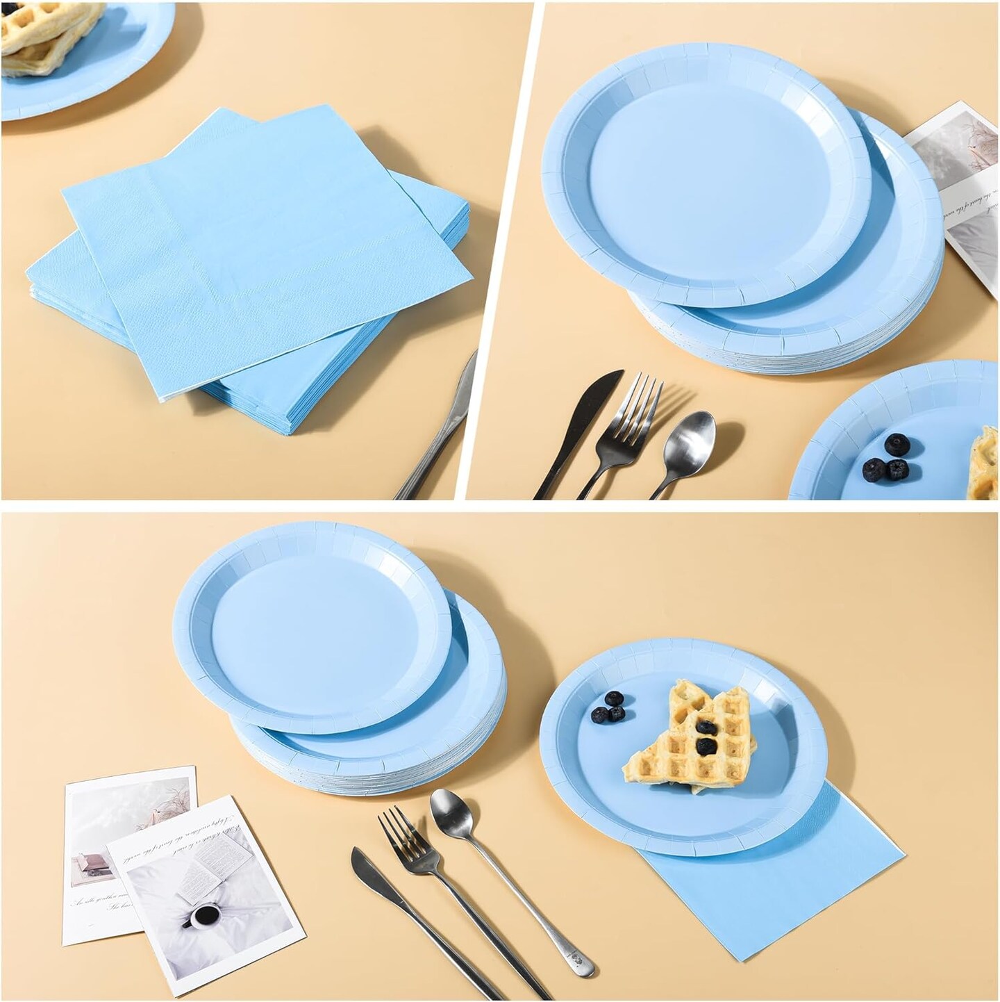 Baby Shower Blue Plates &#x26; Napkins Set &#x2013; Serves 50 Guests