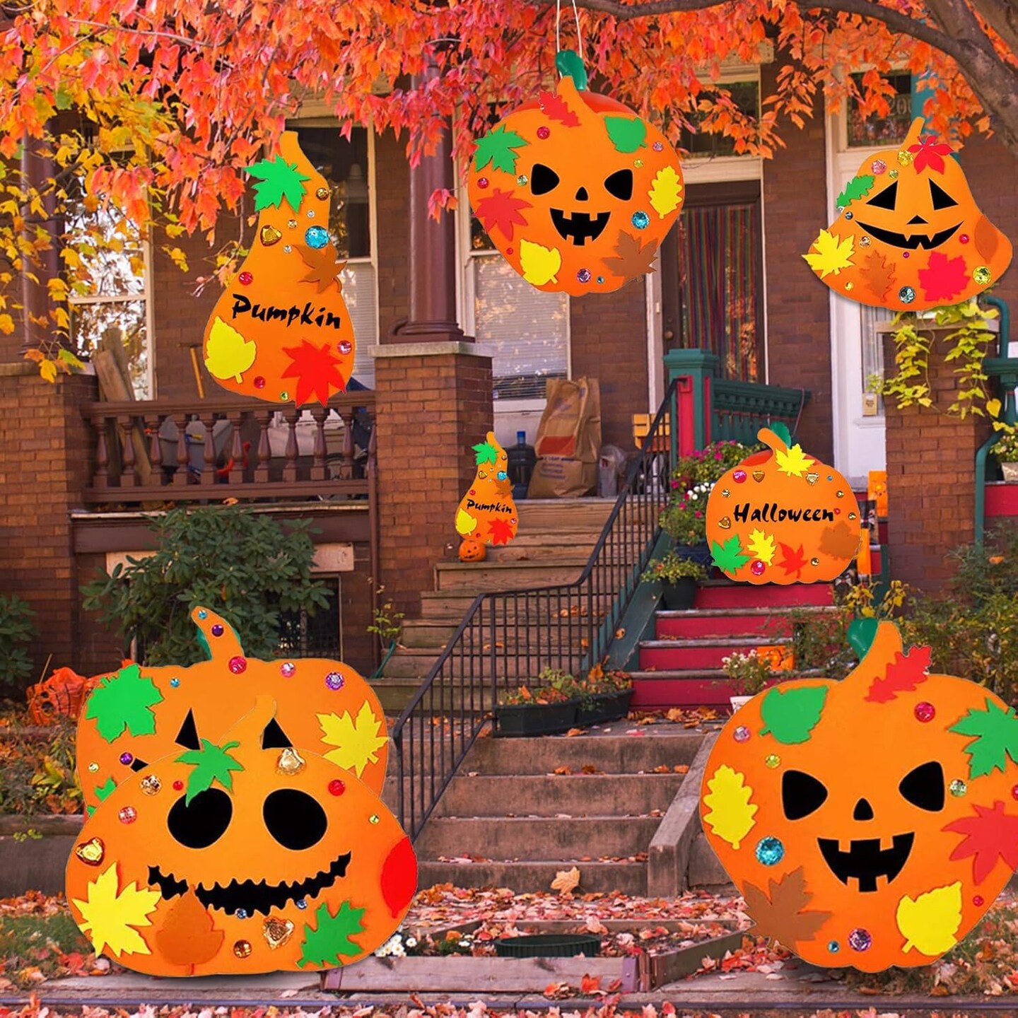 35 Pieces Halloween Foam Pumpkin Craft Kits