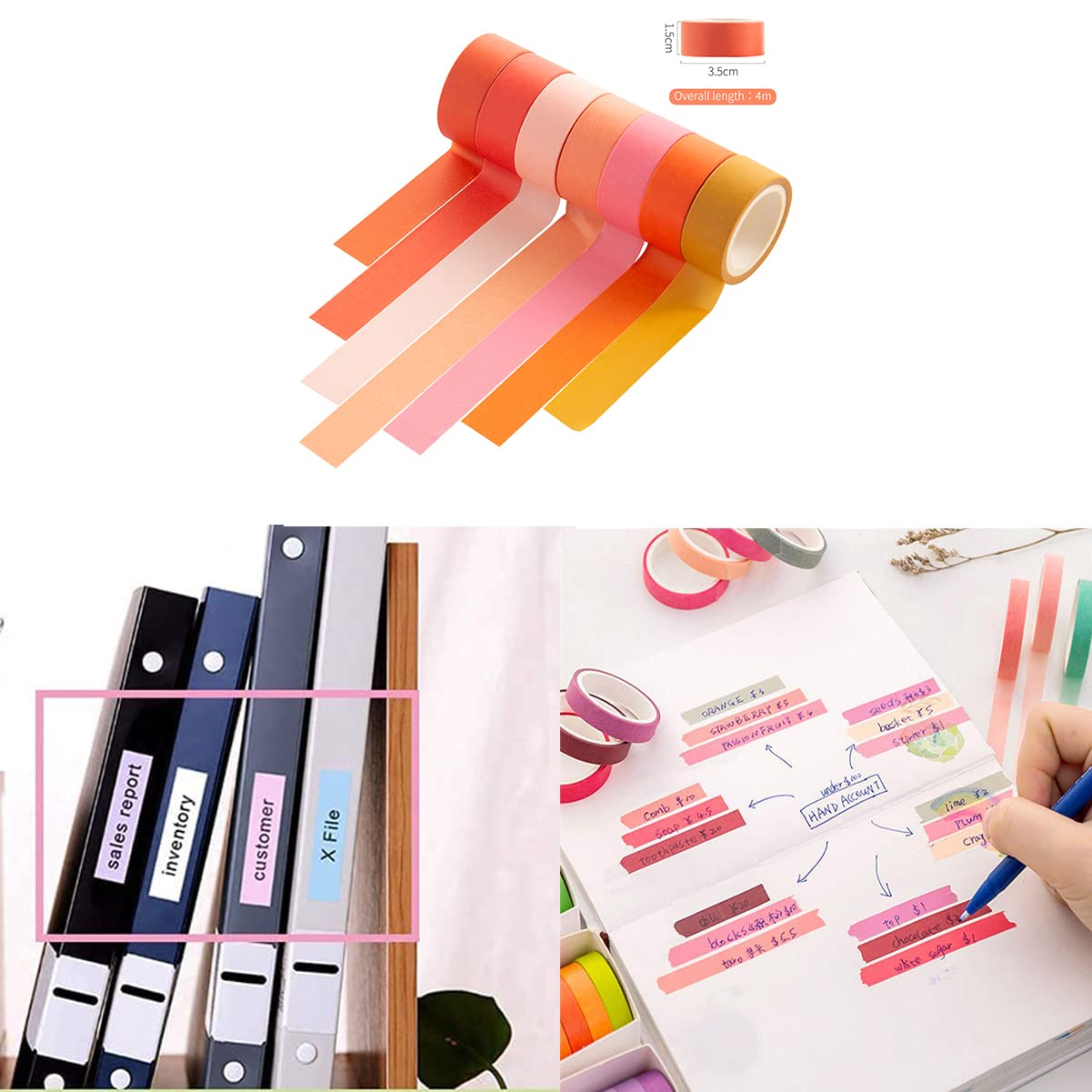 60 Rolls - Rainbow Colored Washi Tape