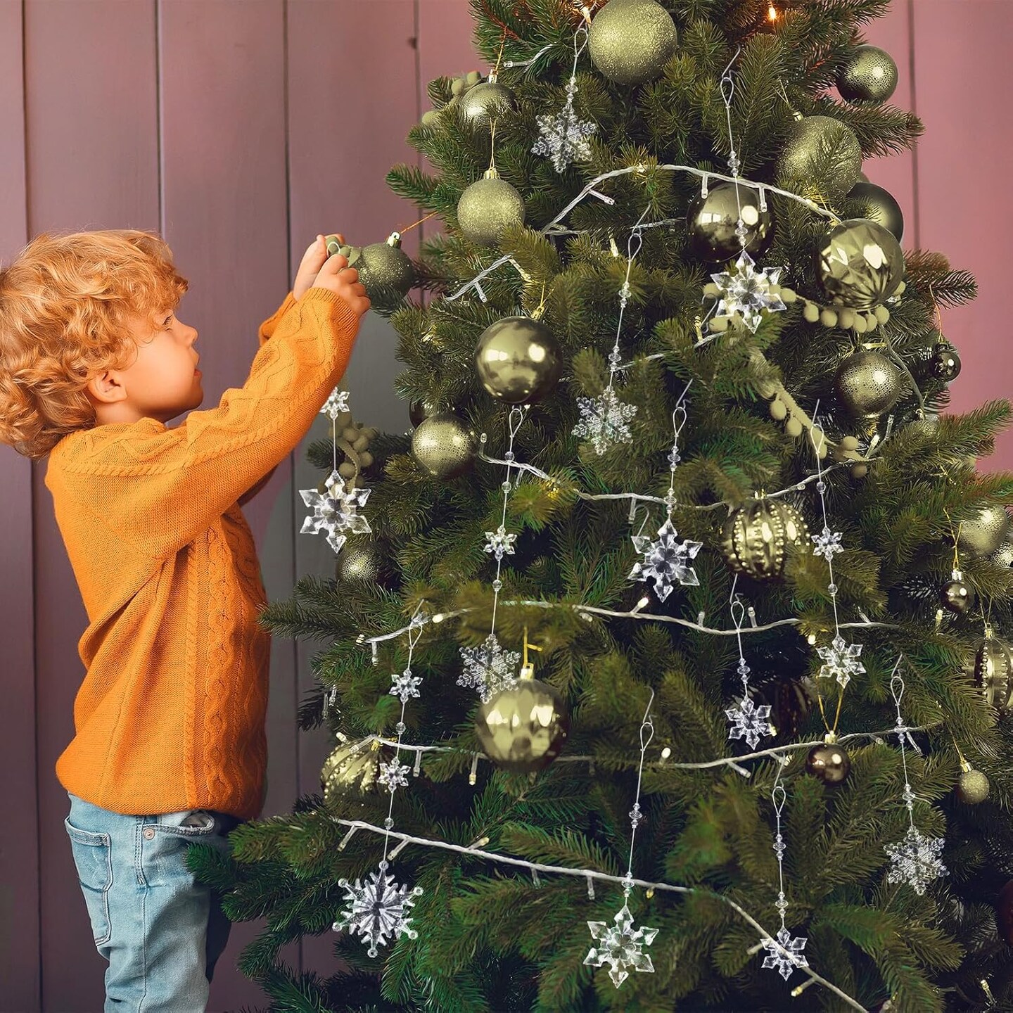 12pcs Crystal Christmas Ornaments - Transparent