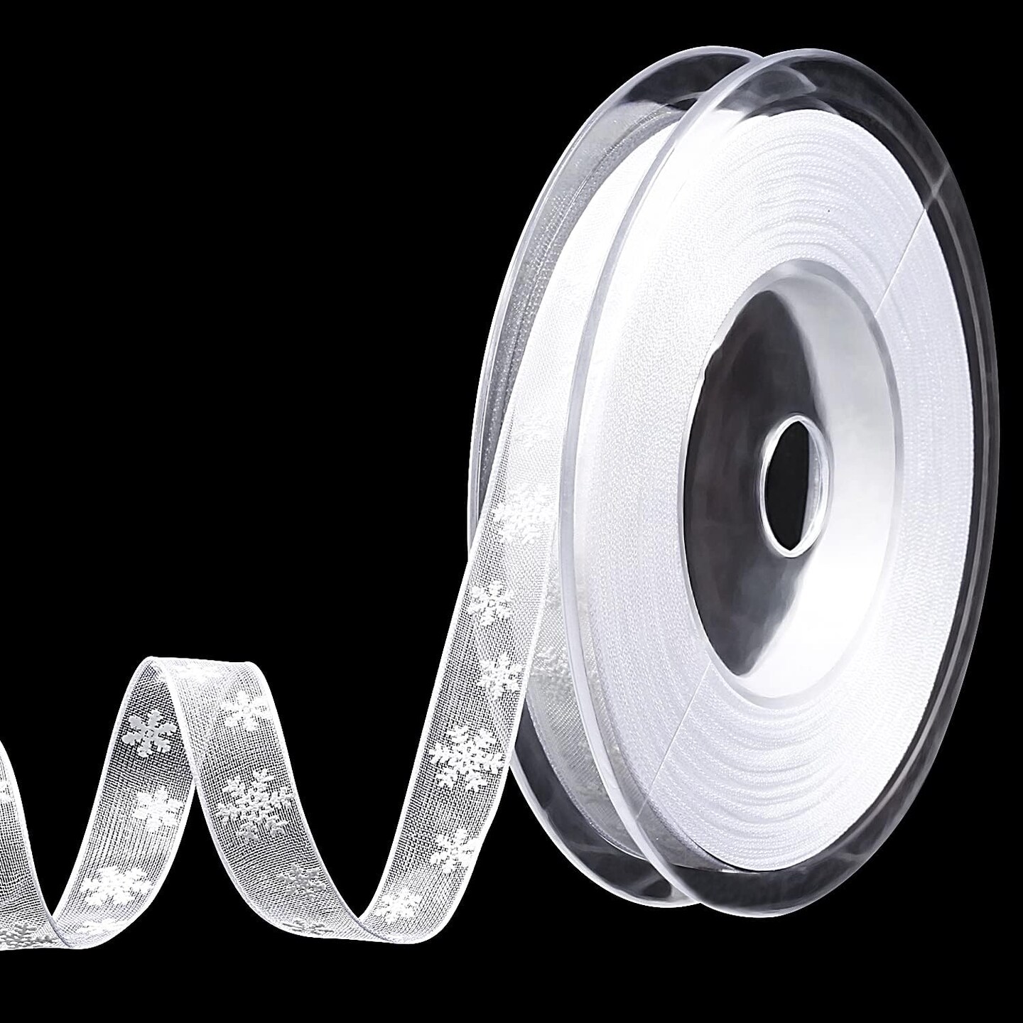Narrow White Snowflake Christmas Ribbon