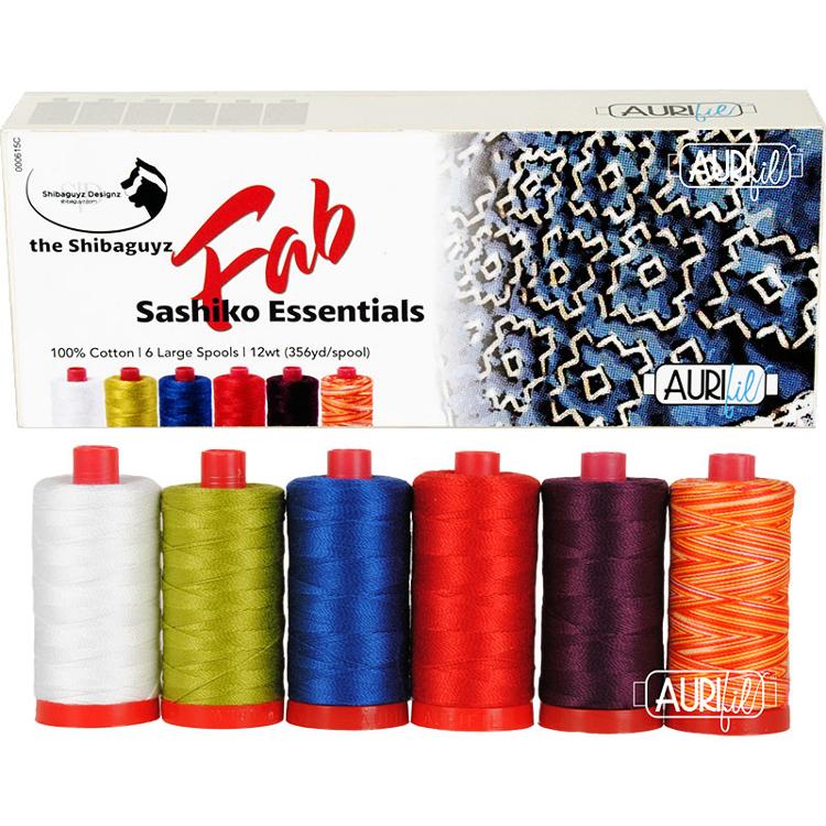 Aurifil Fab Sashiko Essentials Thread Set by Shannon and Jason | (6 50wt Cotton Large Spools.)