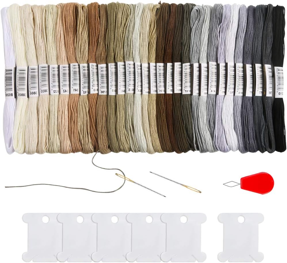 Black to White Gradient Grey Embroidery Floss