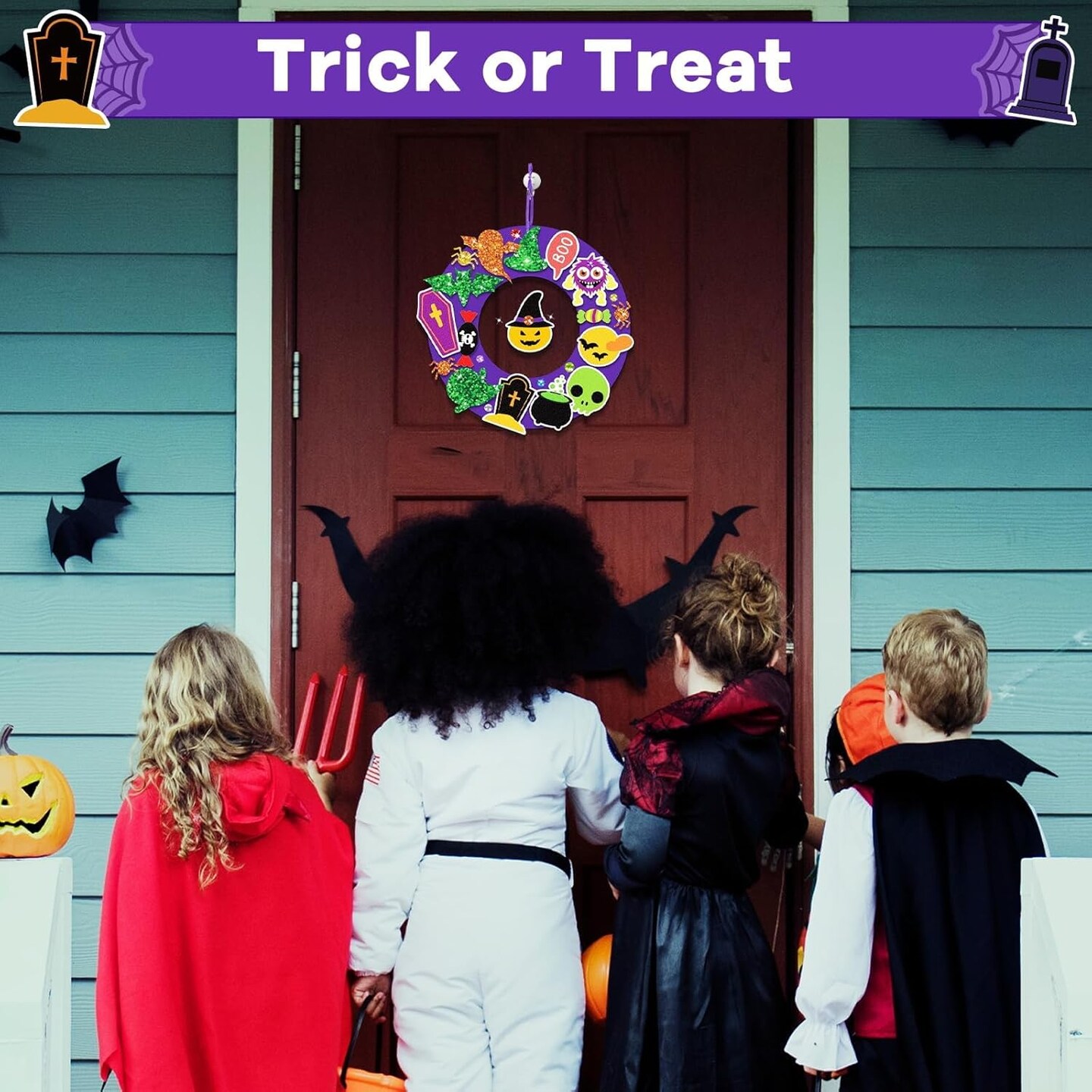 Jack-O-Lantern Ghost Spider Bat Monster Stickers Craft Kit for Kids