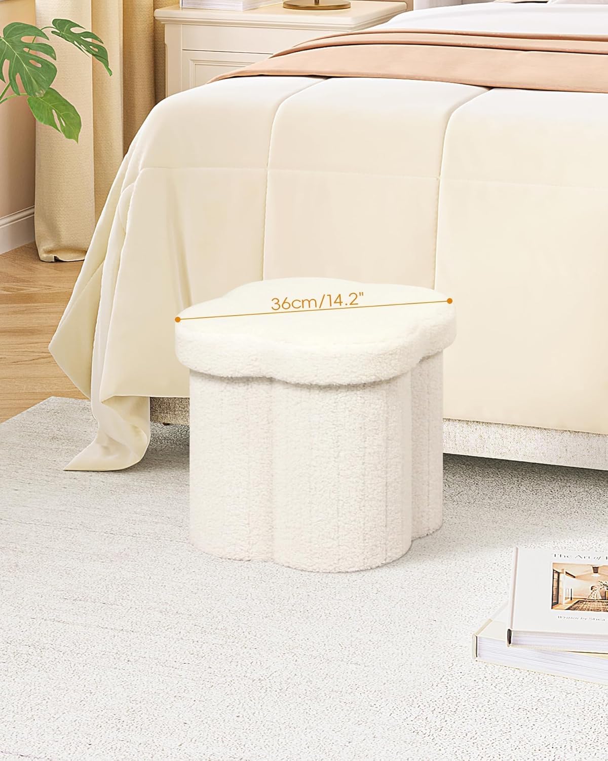 Storage Ottoman Cube (Cream White)