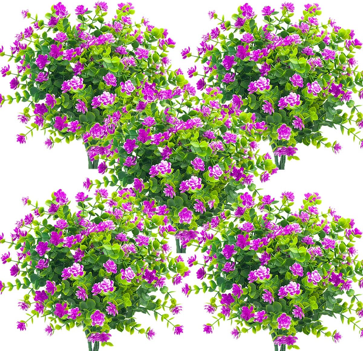 10 Bundles Artificial Fake Flowers - (Purple-Eucalyptus) 8.6"D x 8.6"W x 13.39"H
