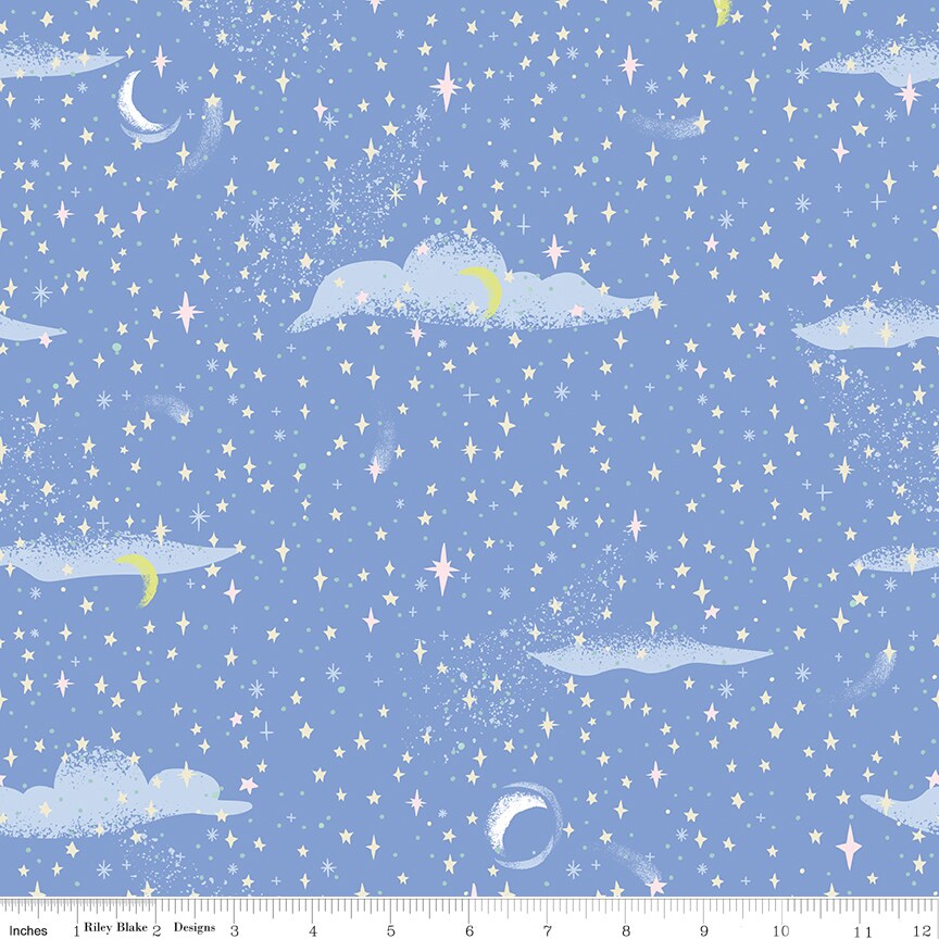 Pixie Dust in Periwinkle (c15905-periwinkle) | Forever Neverland | Jill Howarth | Riley Blake