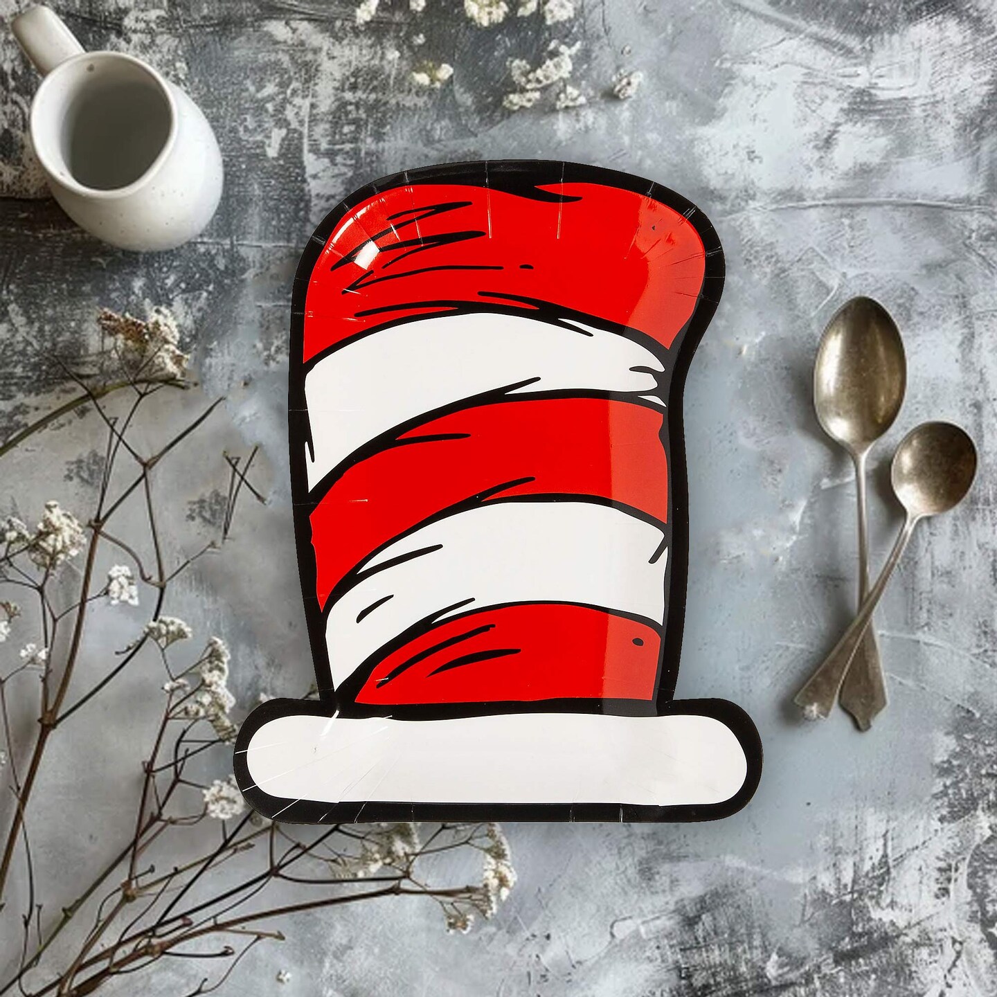 8 Count Dr Seuss Birthday Party Hat Shaped Paper Dessert Plates Disposable Tableware for Kids Celebration