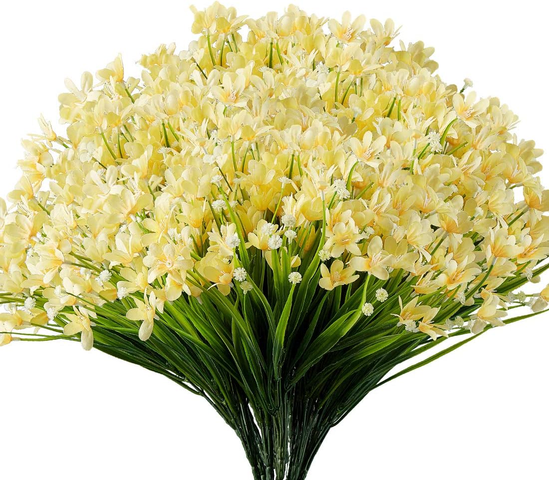 6 Bundles Artificial Daffodils Flowers, Fake Artificial Greenery (Yellow)