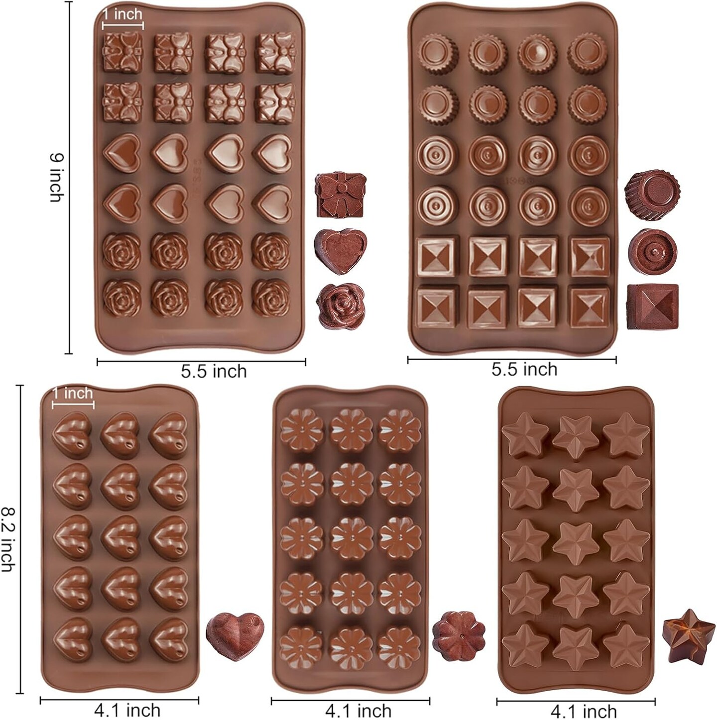 5PCS Silicone Chocolate Molds