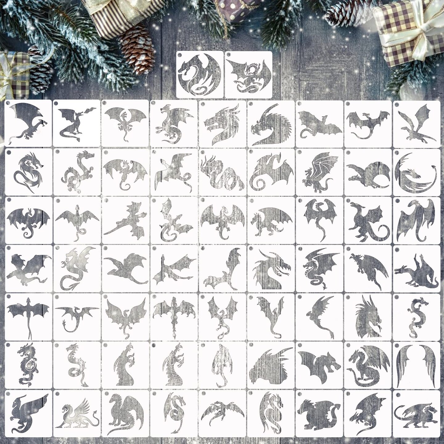 Small Stencils for Painting on Wood Reusable, 3 Inch Reusable Stencil for Craft Ornament Paint Template Stencils for Wall Card Rock Wood Signs Coasters Canvas Home Decor (Dragon)