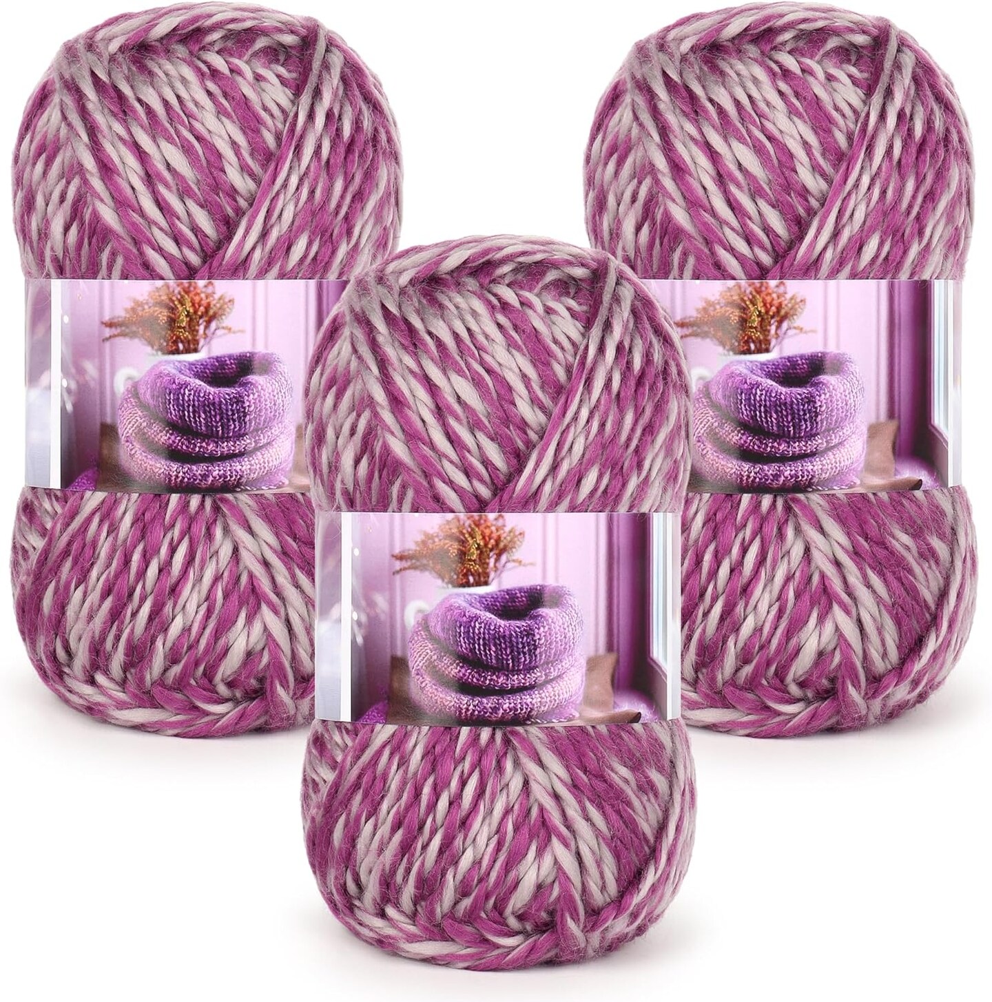 3 Pack of 3.52oz/100g-Acrylic-#4 Worsted (Medium)-Perfect for Blankets, Scarves, Shawls and Garments-Knitting&Crochet