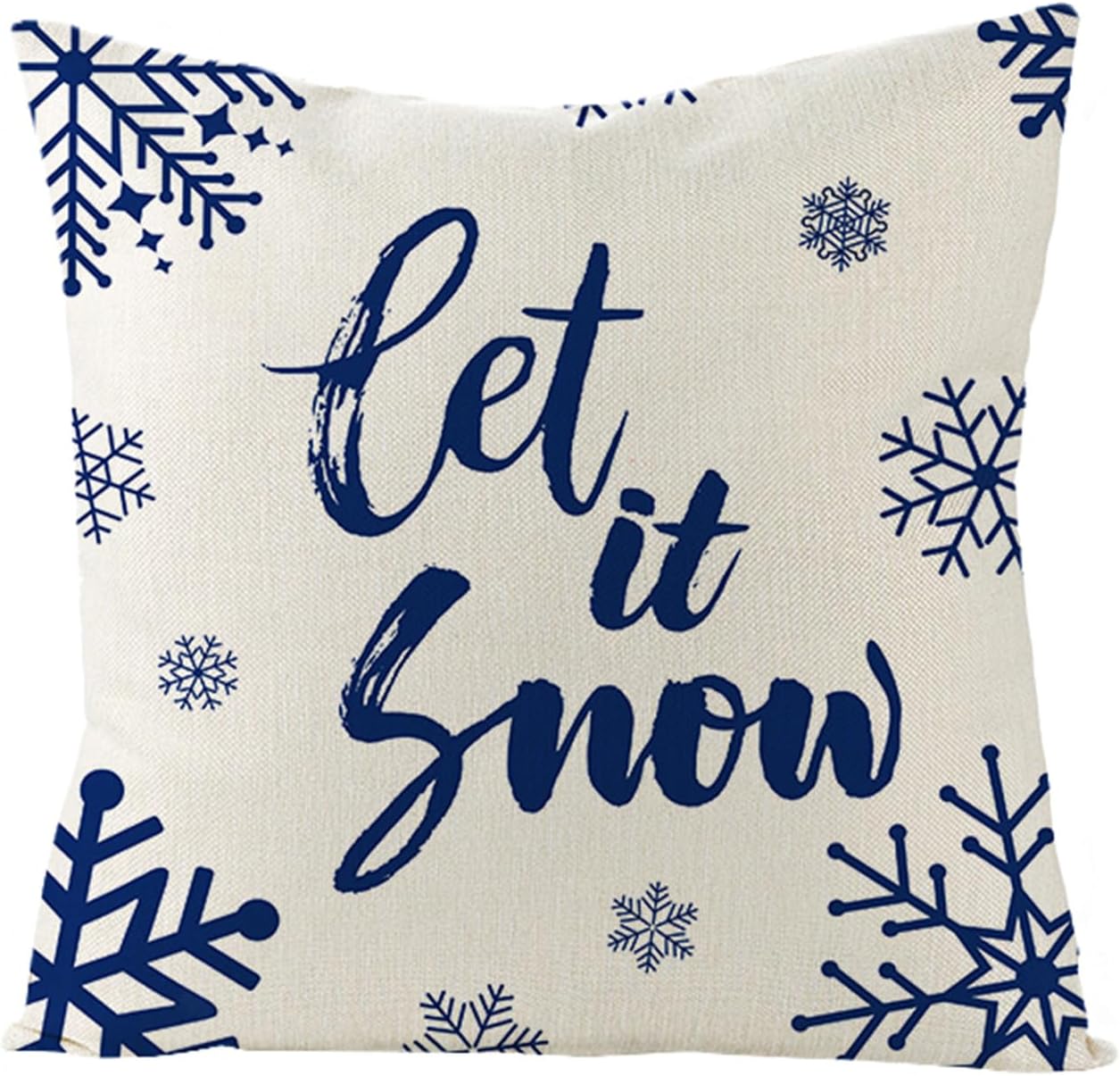 Navy Blue Snowflakes Trees Christmas Throw Pillow Covers