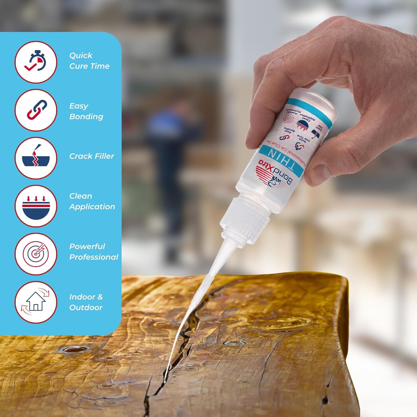 BONDXTRA BXT16 Thin Viscosity CA Glue 16 oz. Set – Premium Super Glue Kit for Woodworking, Crafts & DIY, Fast-Drying, Clear Cyanoacrylate Adhesive with Microtips