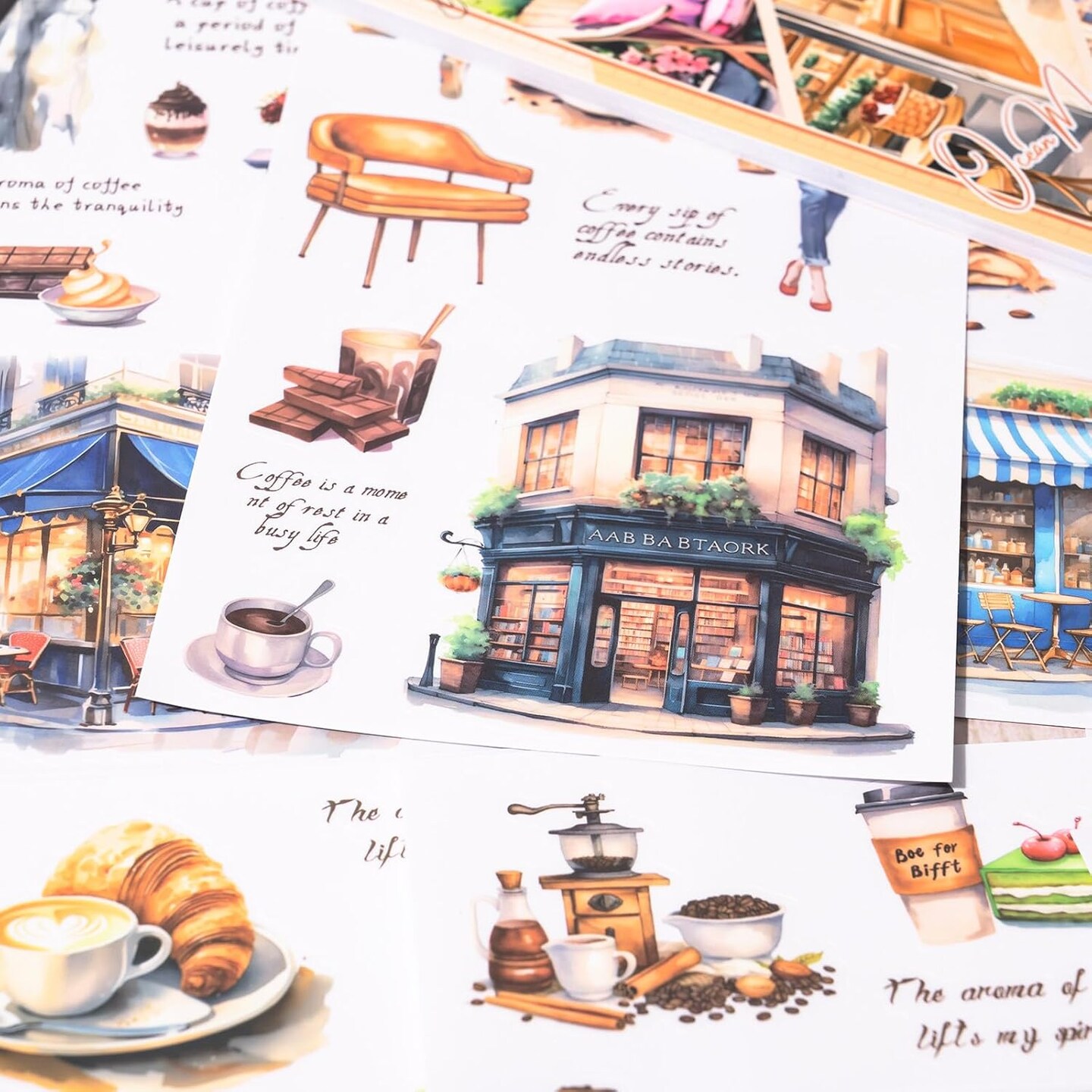 20 Sheets Scrapbook Stickers - Coffee Brown