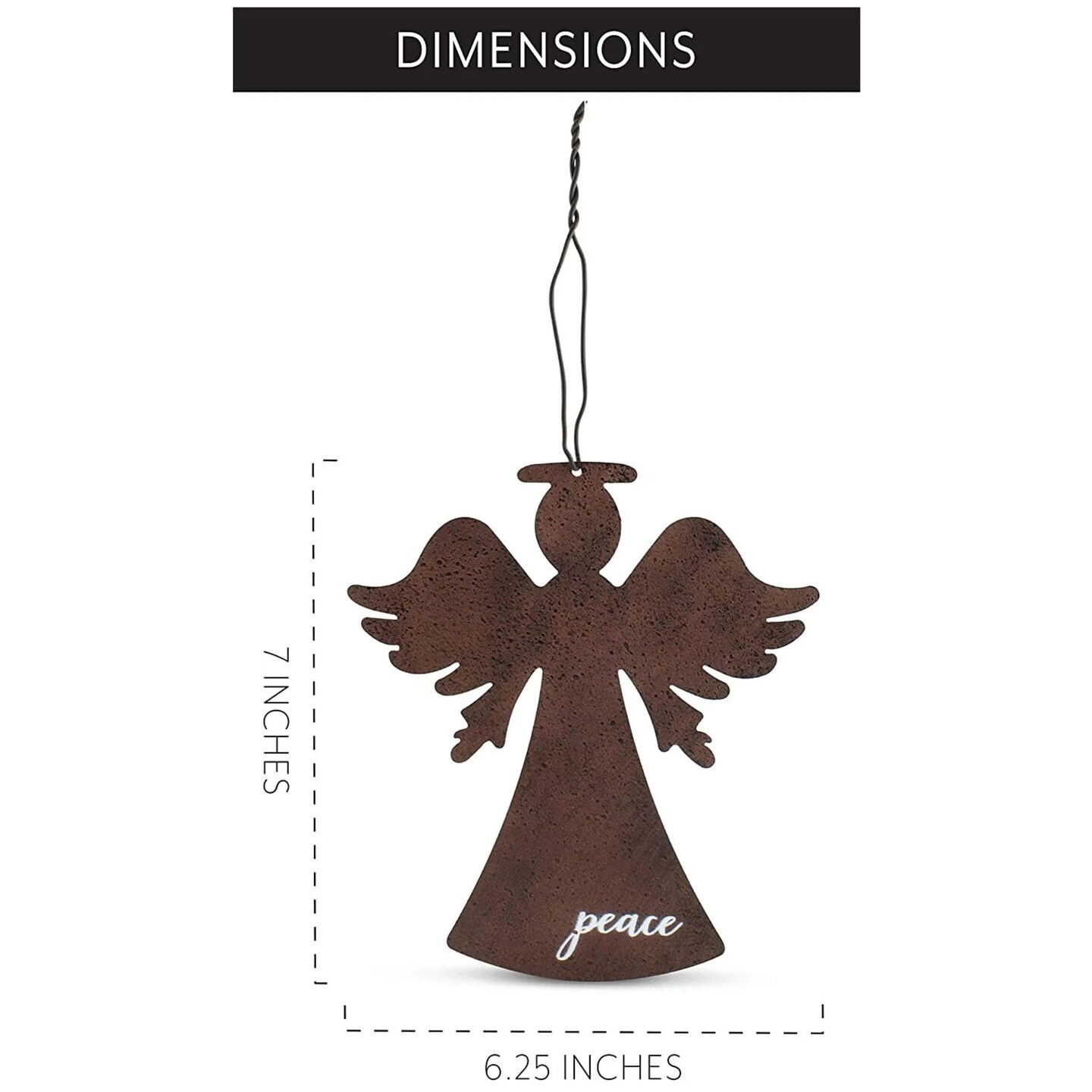 Rustic Angel Metal Ornaments Set of 2 Farmhouse Christmas Decor