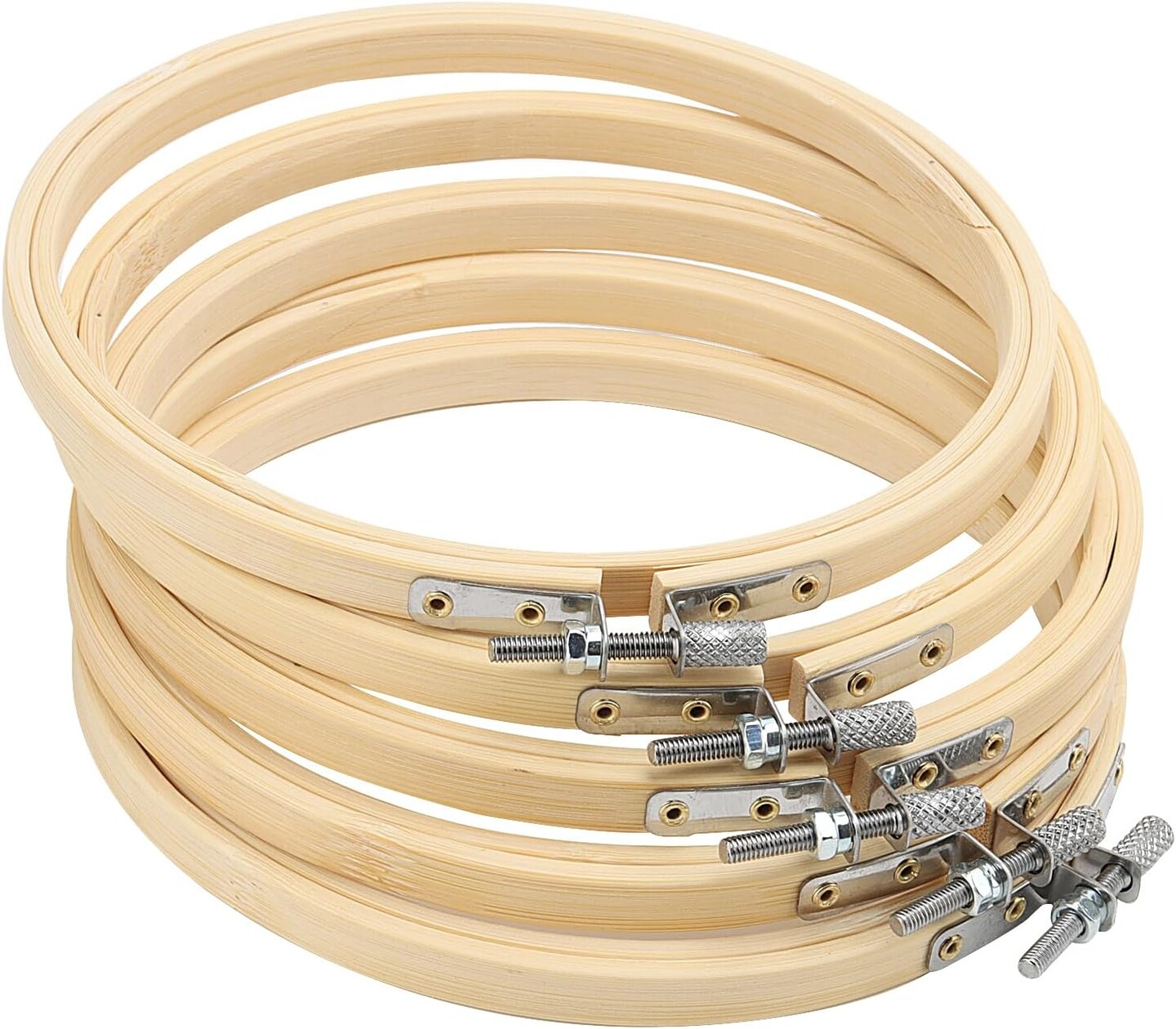 20 PCS 6 Inch Bamboo Embroidery Hoop, Adjustable Cross Stitch Circle Ring