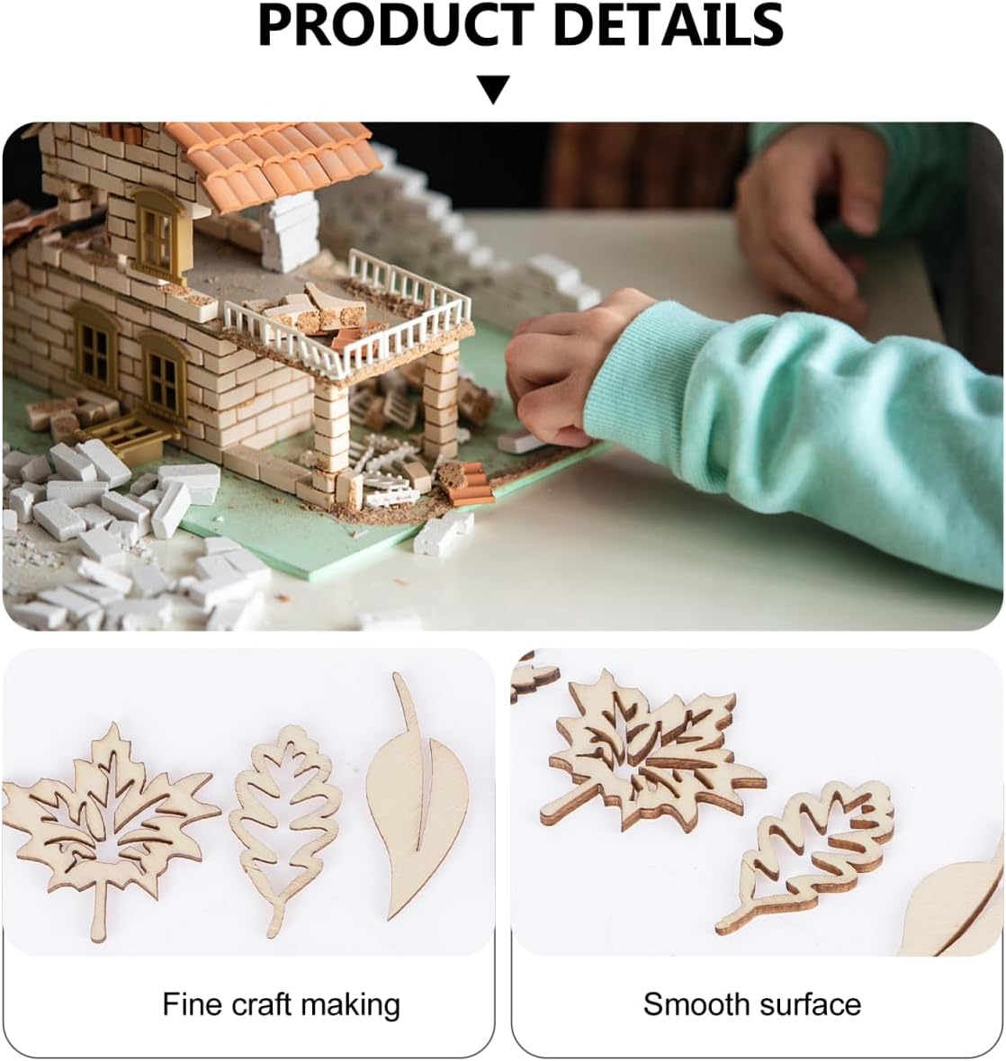 50pcs Wooden Leaves Unfinished Wood Shapes