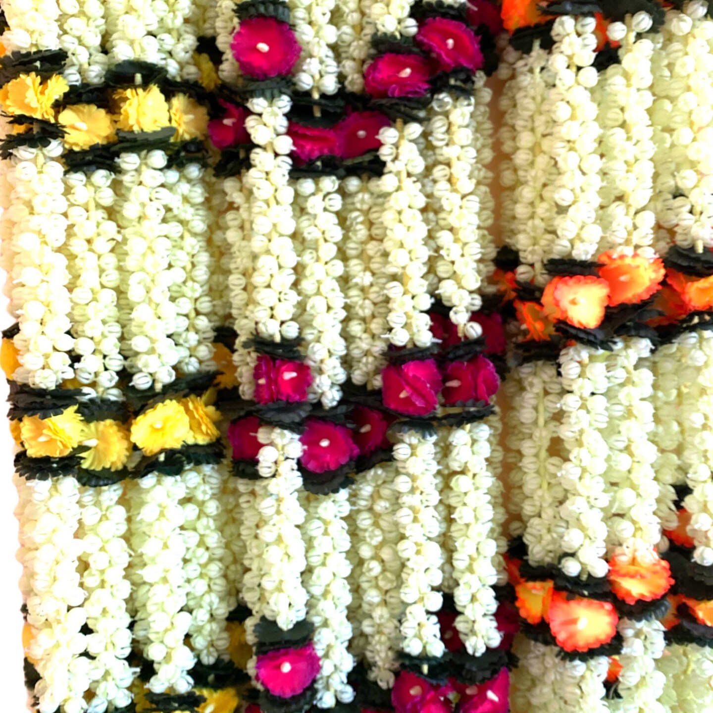 2 Strings Artificial Jasmine Buds Garland for Festivals Pooja Indian Muslim Wedding Housewarming Diwali Decorations Eid Decoration Mehndi Party Day Jasmine Garland