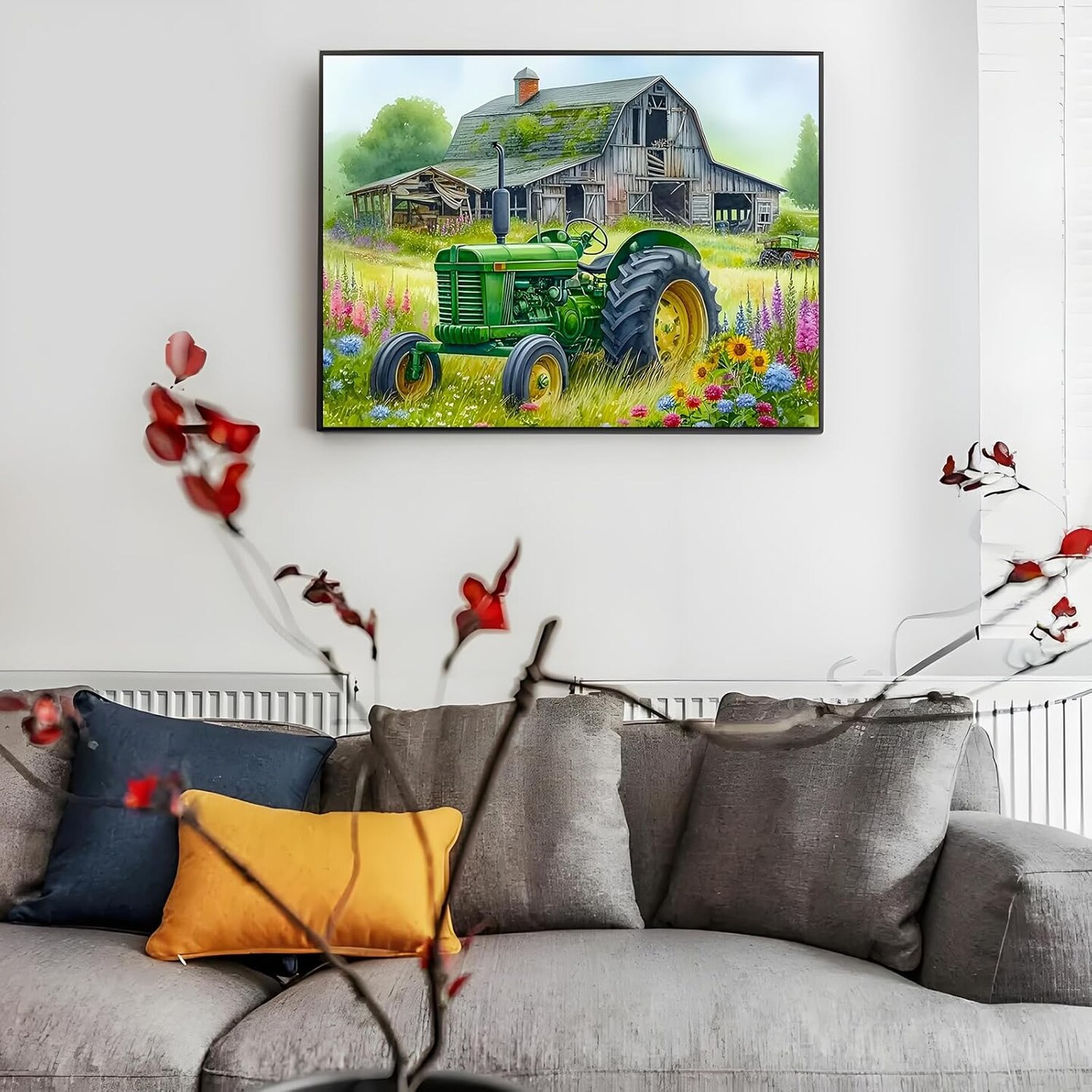 5D Diamond Painting Kits - Diamond Art Kit Tractor Flower Rural Scenery