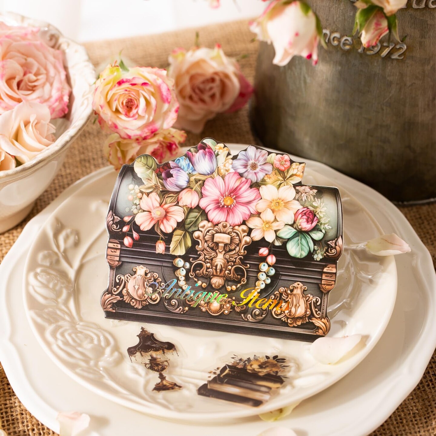 240Pcs Scrapbook Stickers Vintage Floral Designs(Old Object Floral Fragrance)