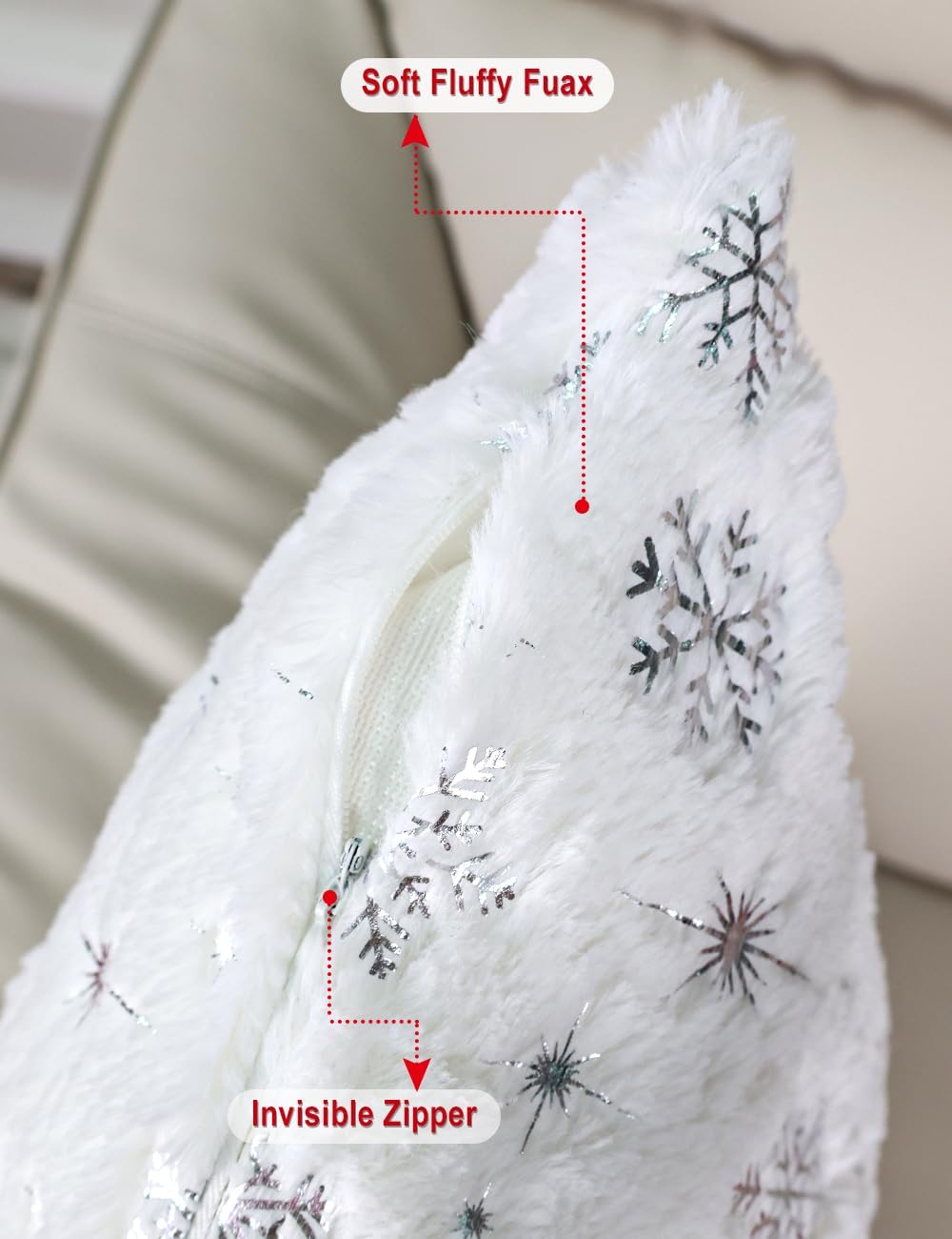 Snowflakes Glitter Printed Christmas Pillow Covers