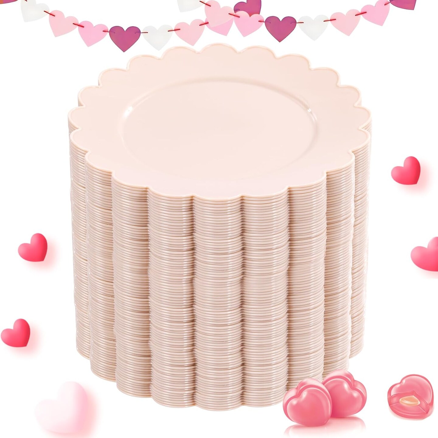 72-Count Pink Plastic Plates Disposable