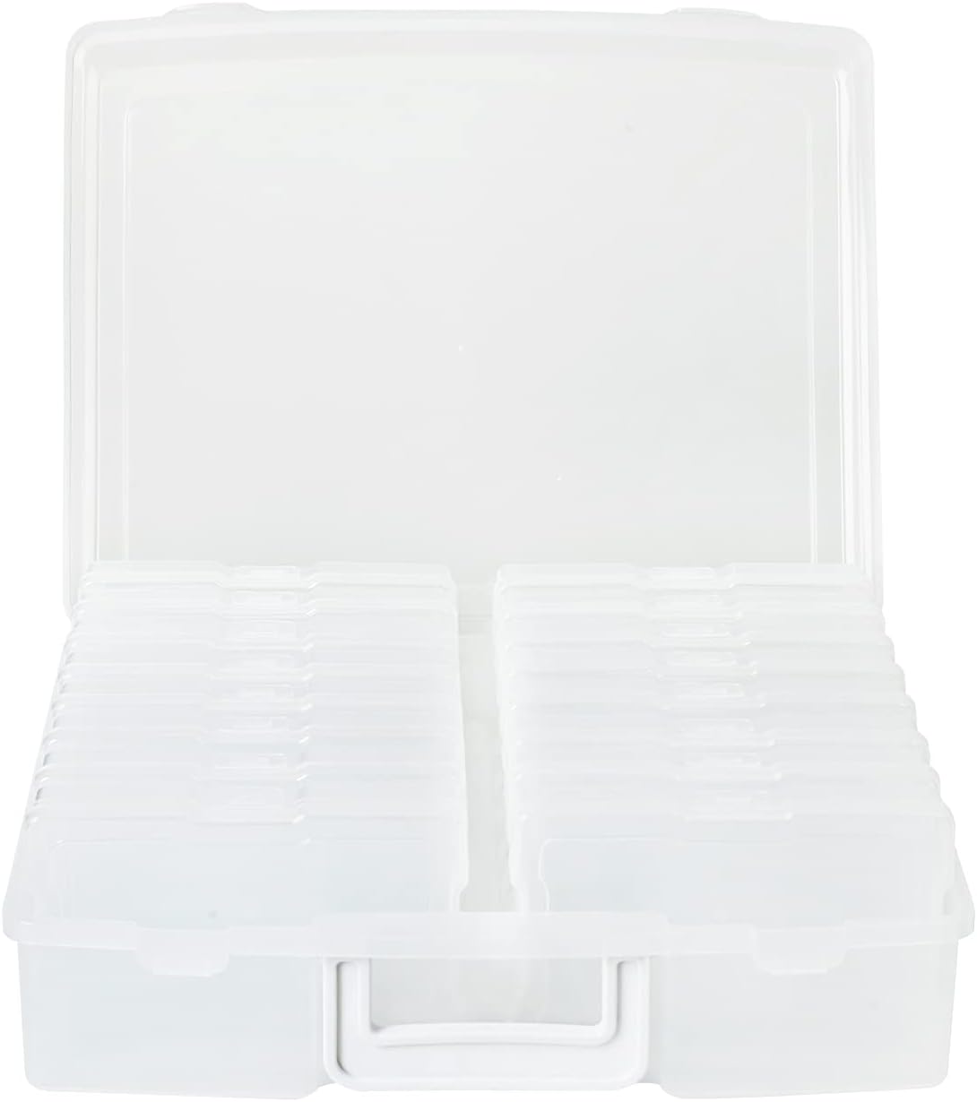 Photo Storage Organizer with 16 Transparent Inner Cases - Clear