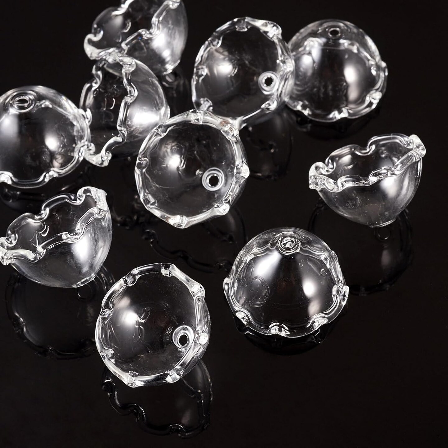 10Pcs Glass Flower Beads Clear Wind Chimes