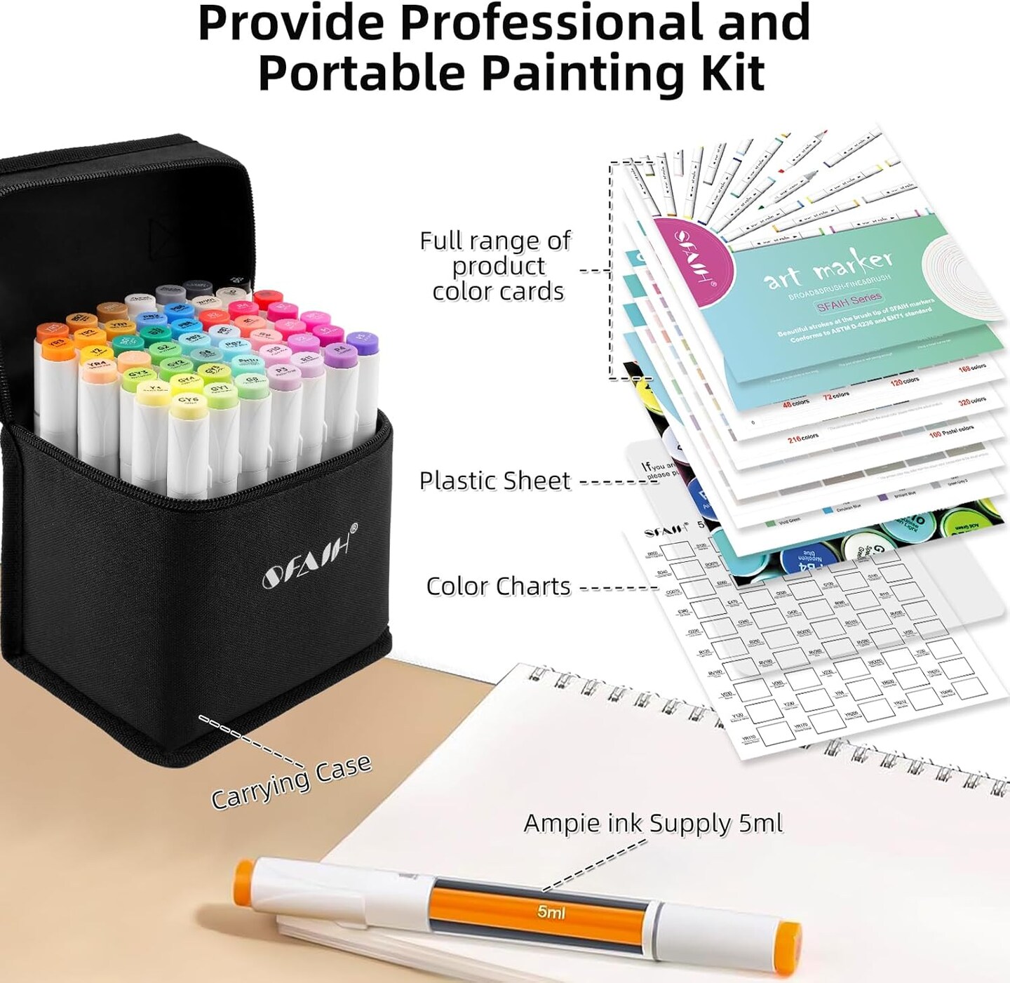 49 Colors - Alcohol Markers Brush Tip &#x26; Chisel Tip