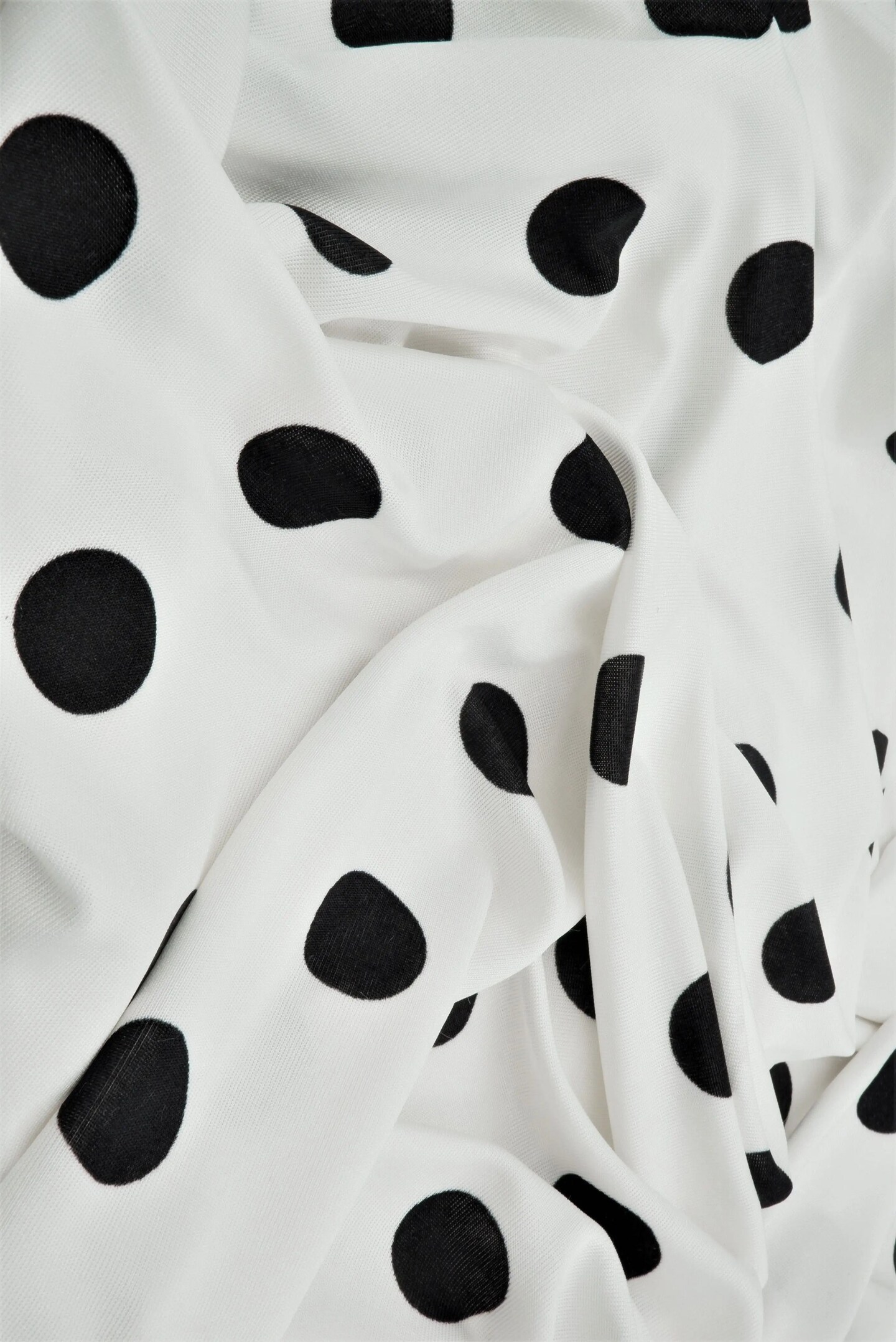 1 Yard Slinky Rib Knit Fabric Polka Dot Print 1x1 Stretch Soft & Drapey 52/54" Wide