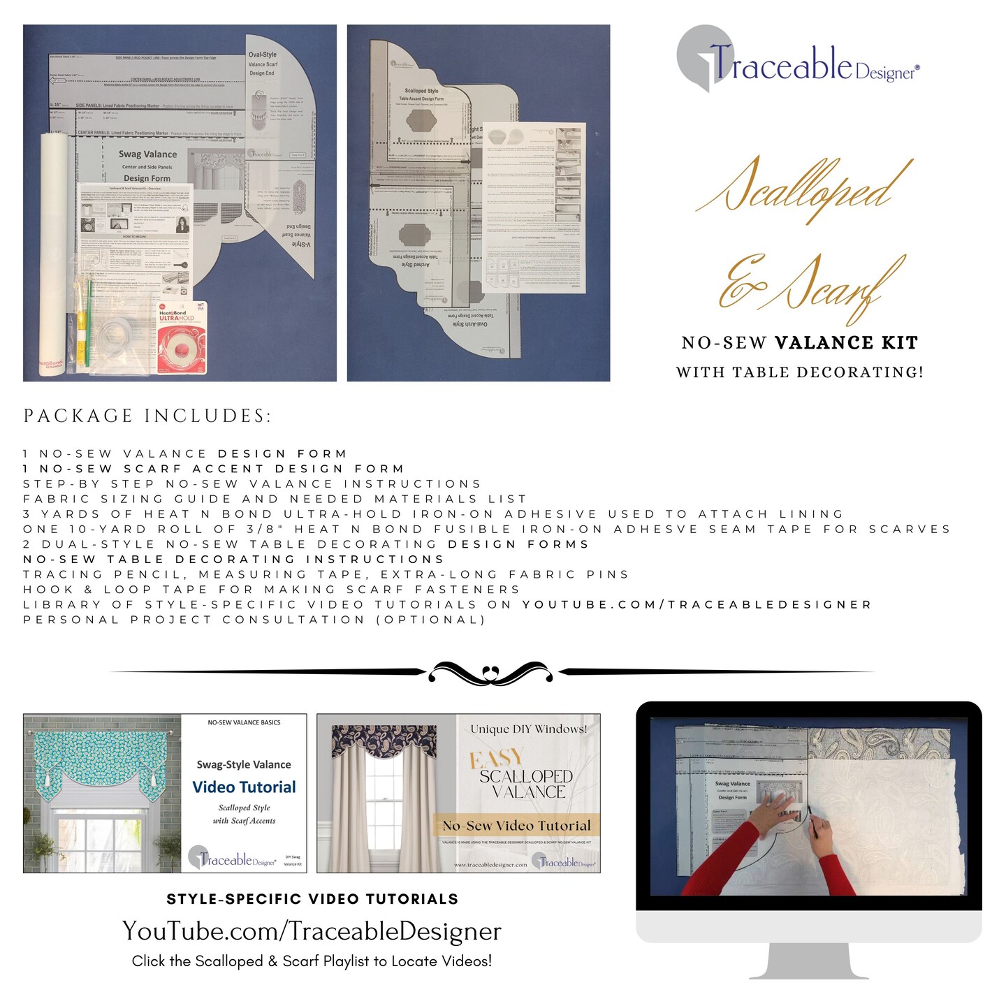 DIY Scalloped &#x26; Scarf Valance Kit &#x2013; Make Custom Window Curtains Without Using a Sewing Machine