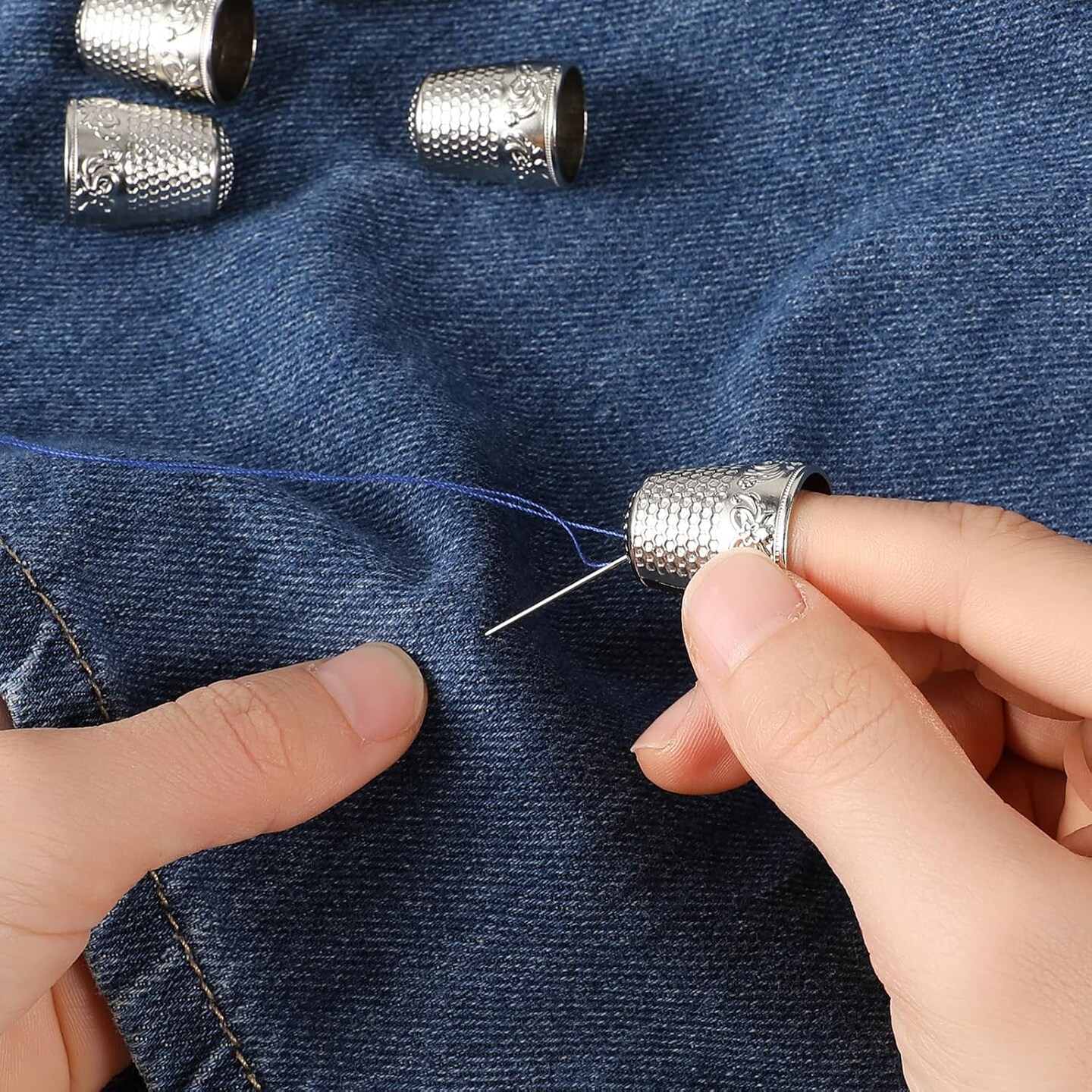 5PCS Metal Thimbles for Hand Sewing