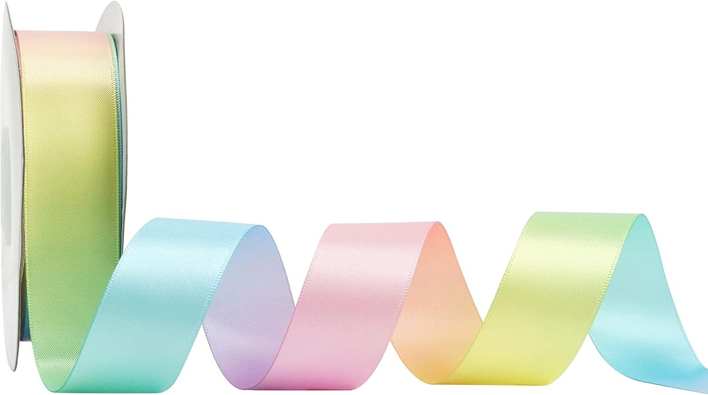 1 inch - Pastel Rainbow Ribbon Perfect for Gift Wrapping(Pastel Satin)