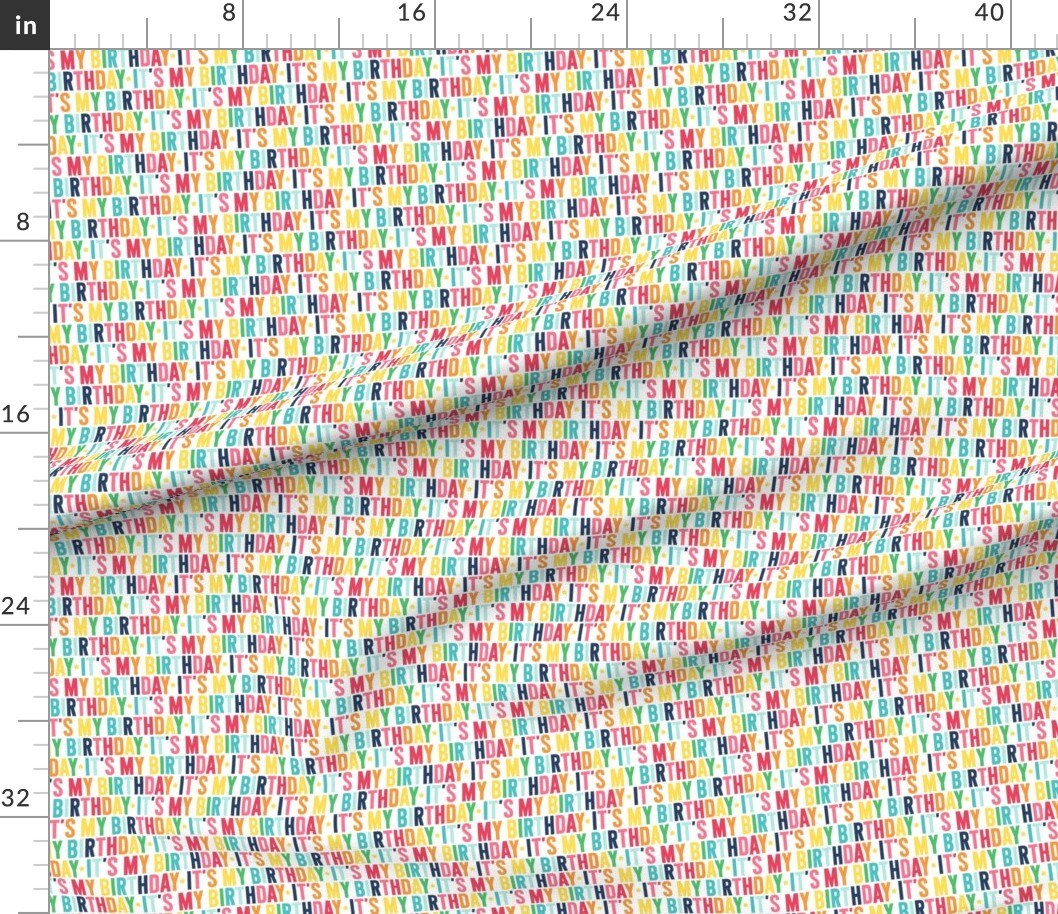 Birthday Rainbow Navy Typography Words Abcs Custom Printed Fabric by Spoonflower Various Fabrics by the Yard or Fat Quarter