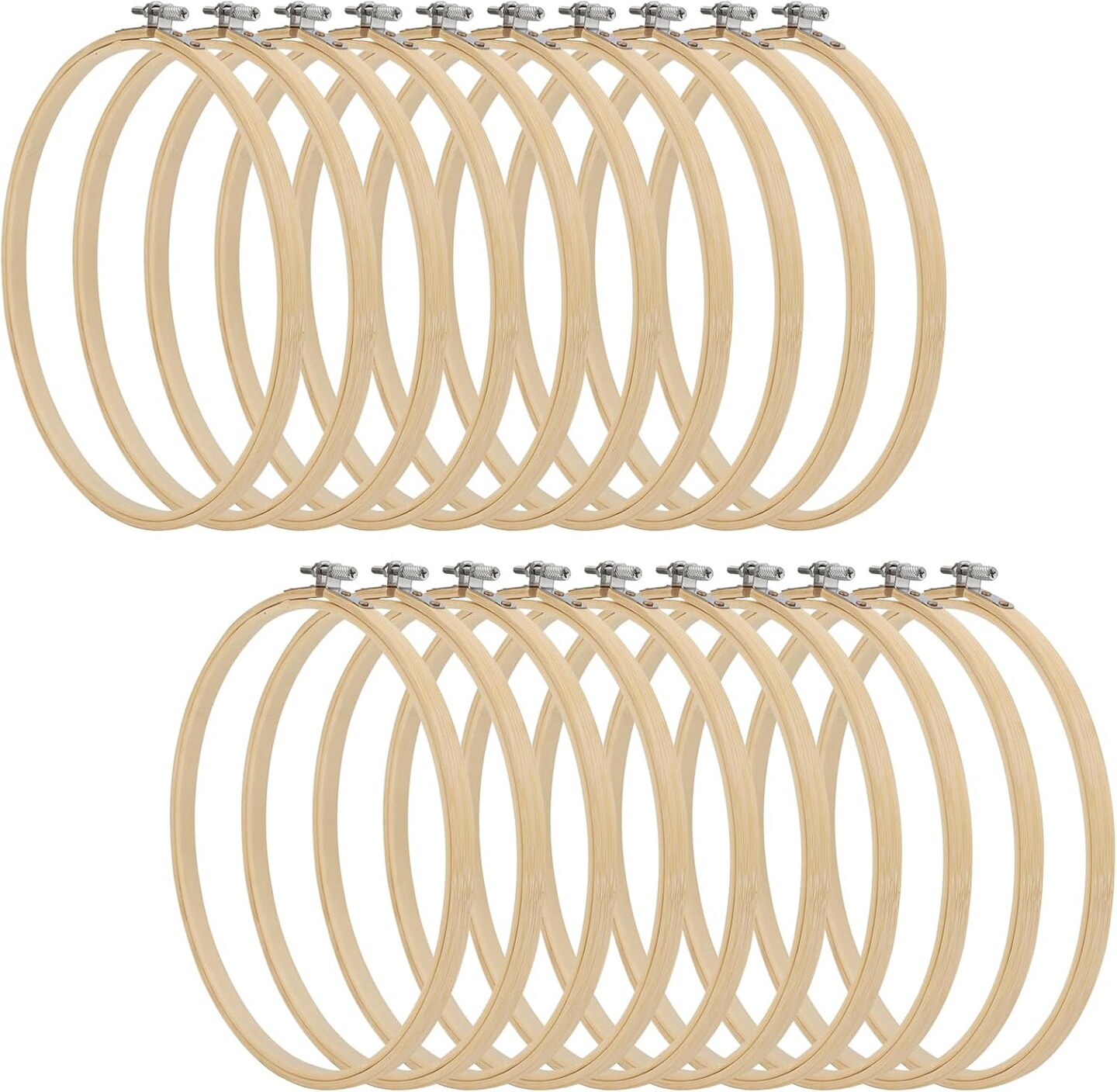 20 PCS 8 Inch Bamboo Embroidery Hoop, 20cm Cross Stitch Circle Ring