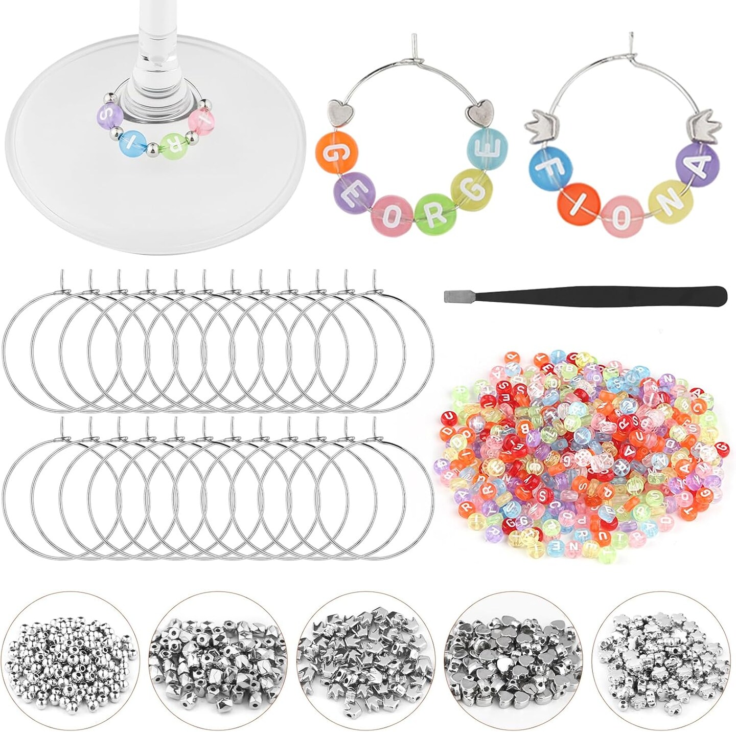 50 Set DIY Wine Glass Charms