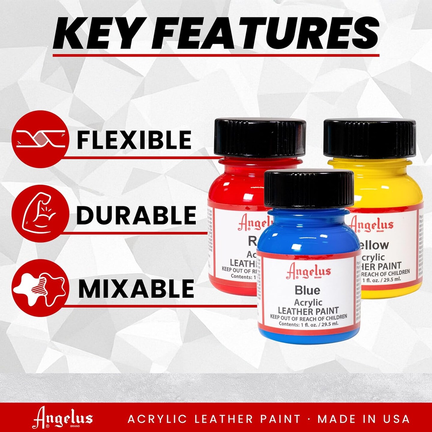 Leather Paint Basics Kit &#x2013; Acrylic Leather Paint Set with 5 Colors