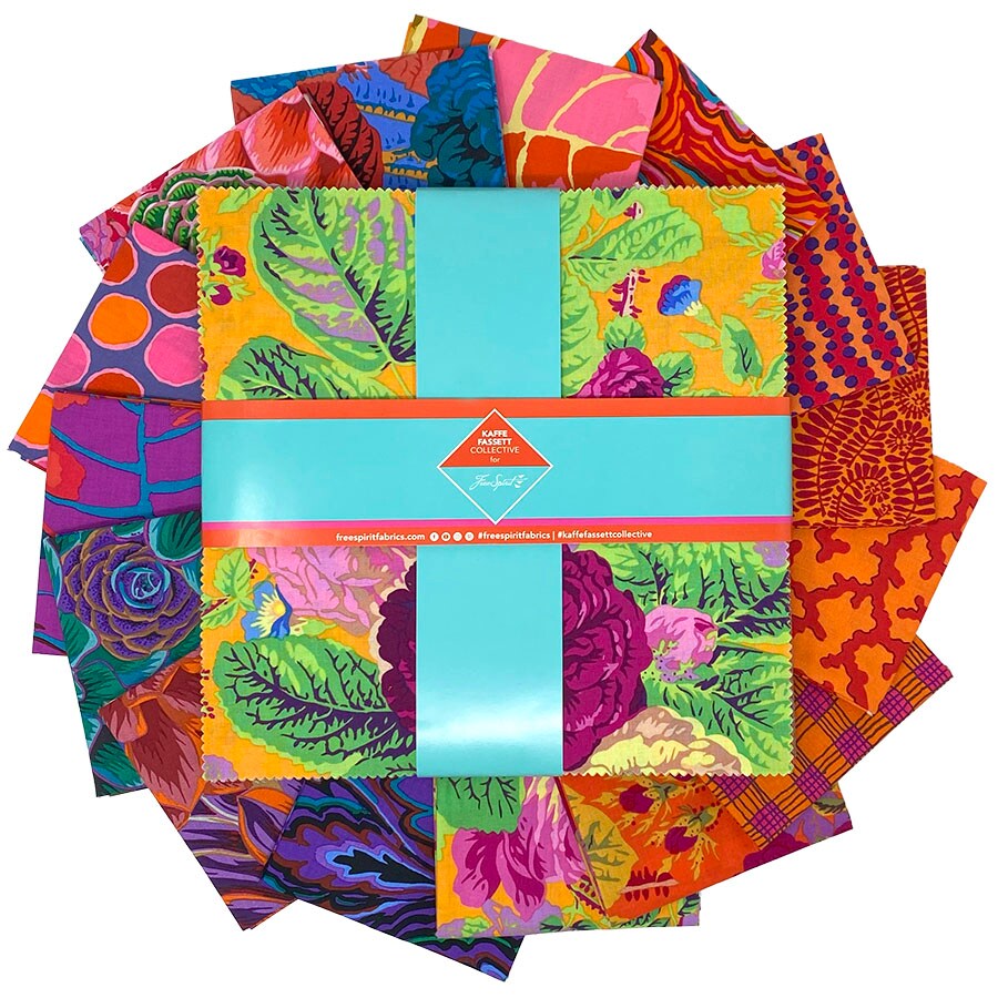 Kaffe Fassett 10&#x22; Square Pack (Layer Cake / 10&#x22; Charm) in 2025 Warm by Kaffe Fassett Collective for Free Spirit (FB610GP.WARMFEB25)