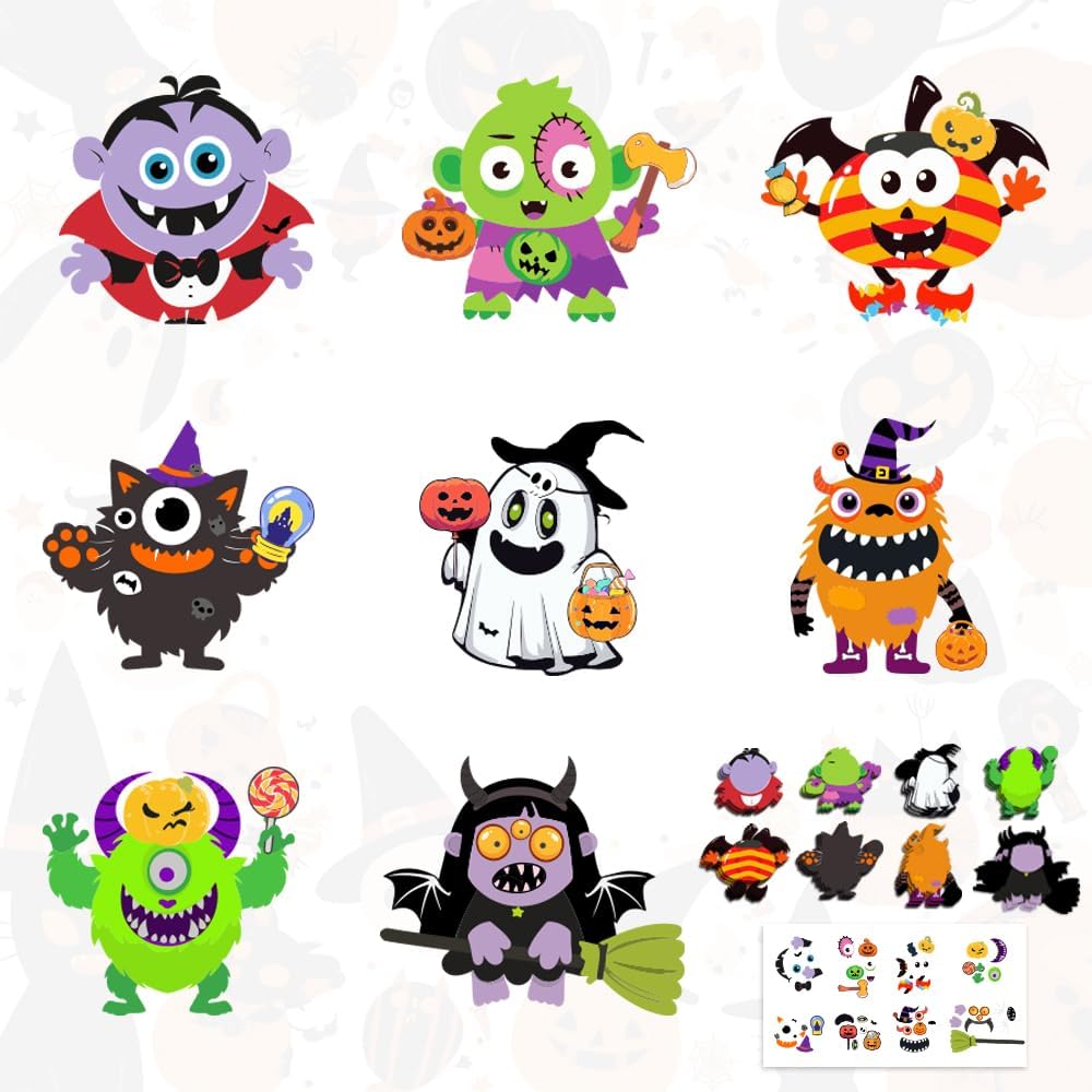 120pcs Halloween Monster Crafts Kits, Halloween Monster Hanging Ornaments