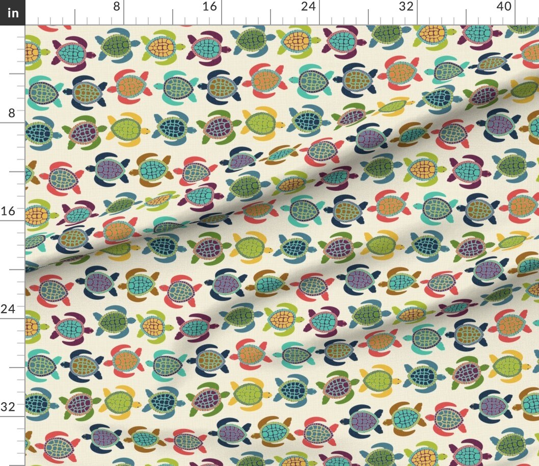 Various Fabrics by the Yard or Fat Quarter Sea Turtle Cw4 Colorful Beach Ocean Scales Nautical Swim Custom Printed Fabric by Spoonflower